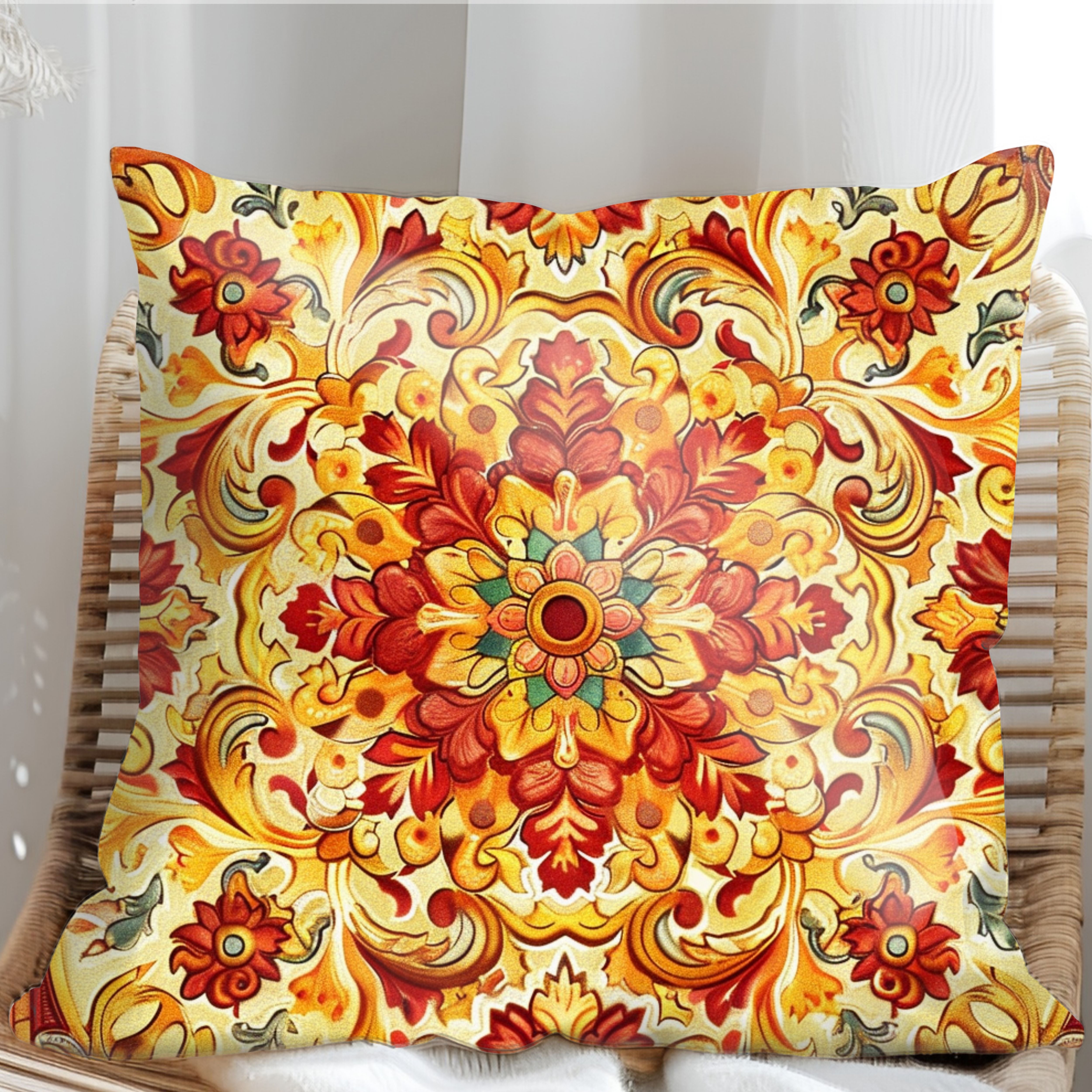 Ornate Decorative Pillowcase Perfect for Living or Guest Rooms - Machine Washable Avail in 5 Sizes