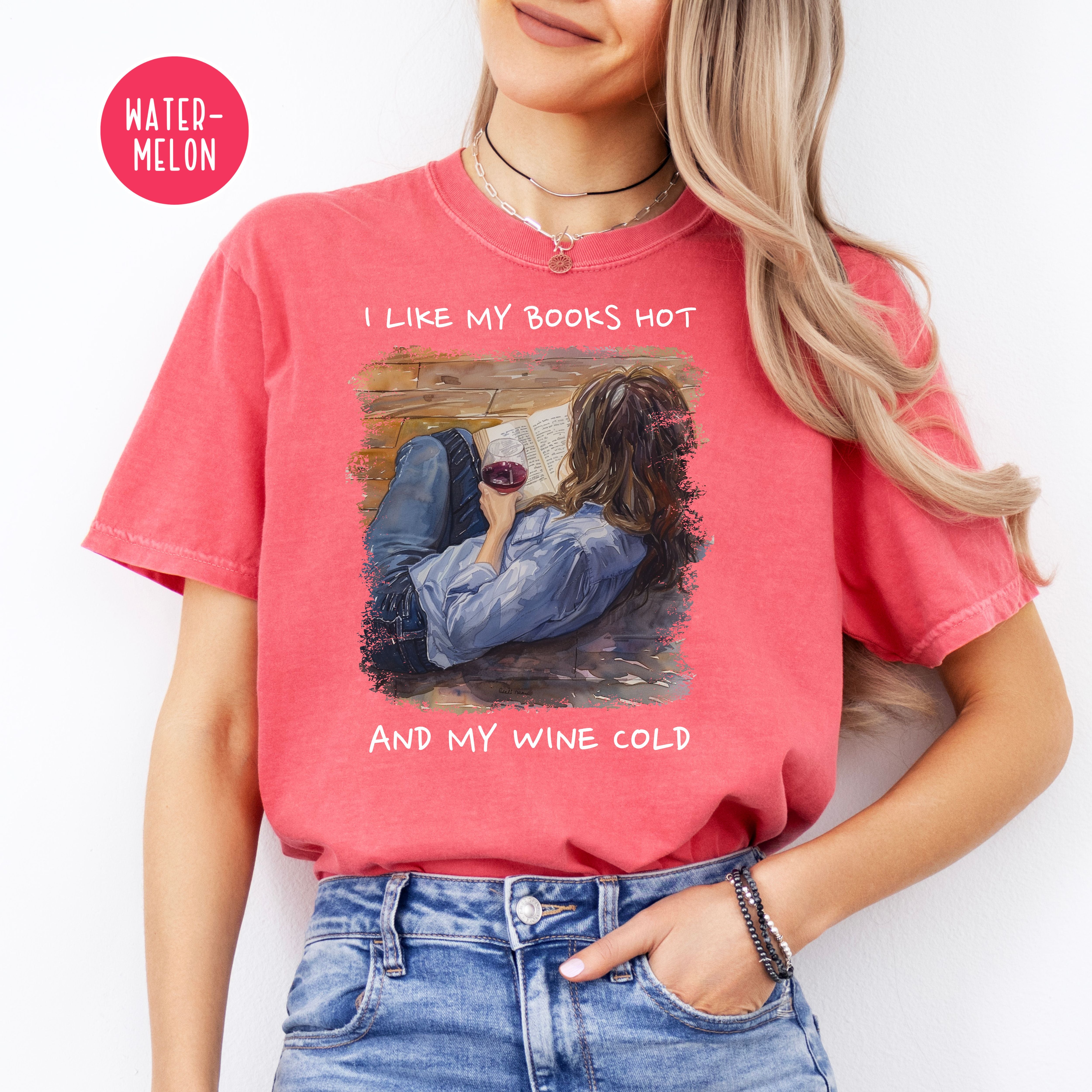 I Like My Books Hot and My Wine Cold Comfort Colors® Tee
