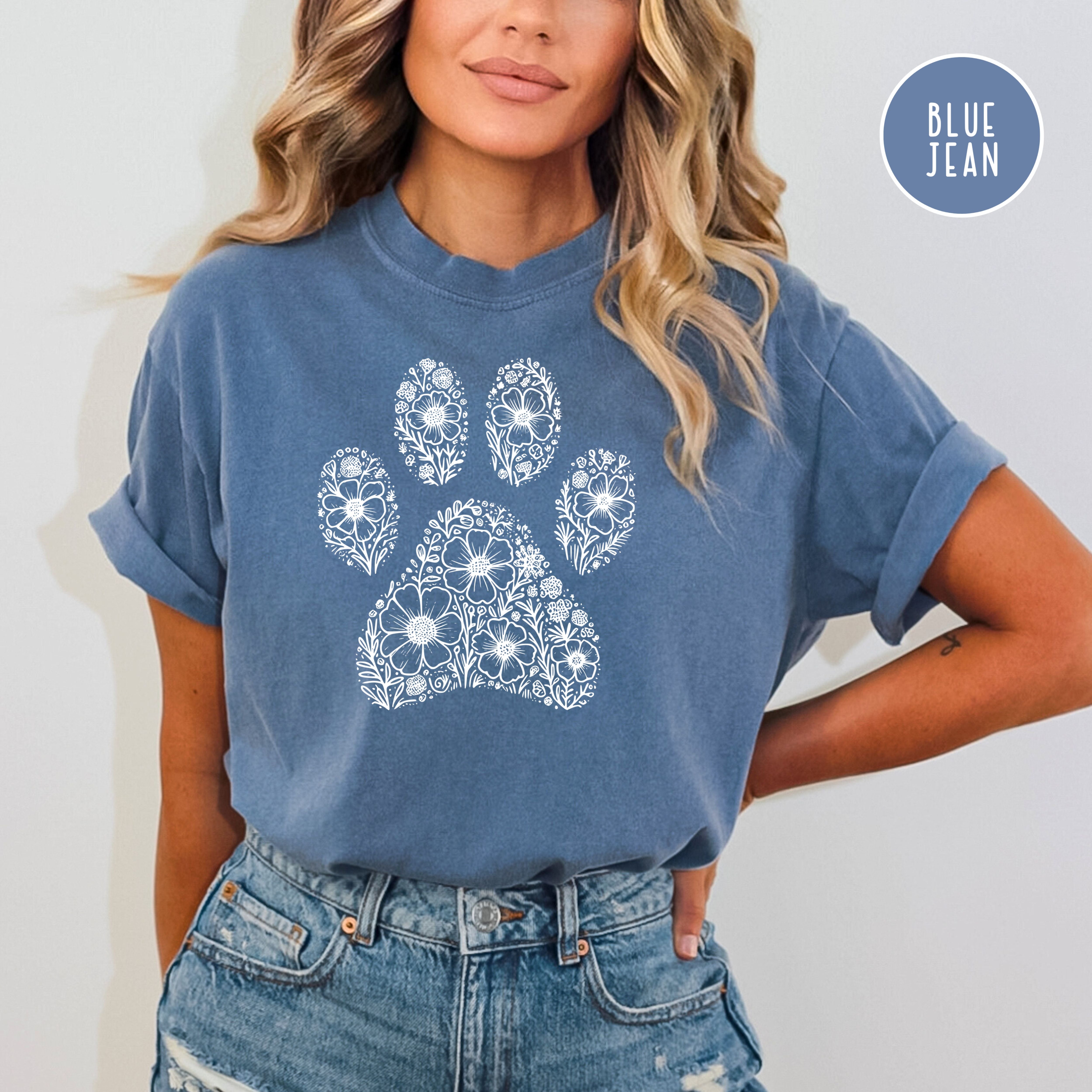 Dog Paw Daisy Flowers Comfort Colors® Tee