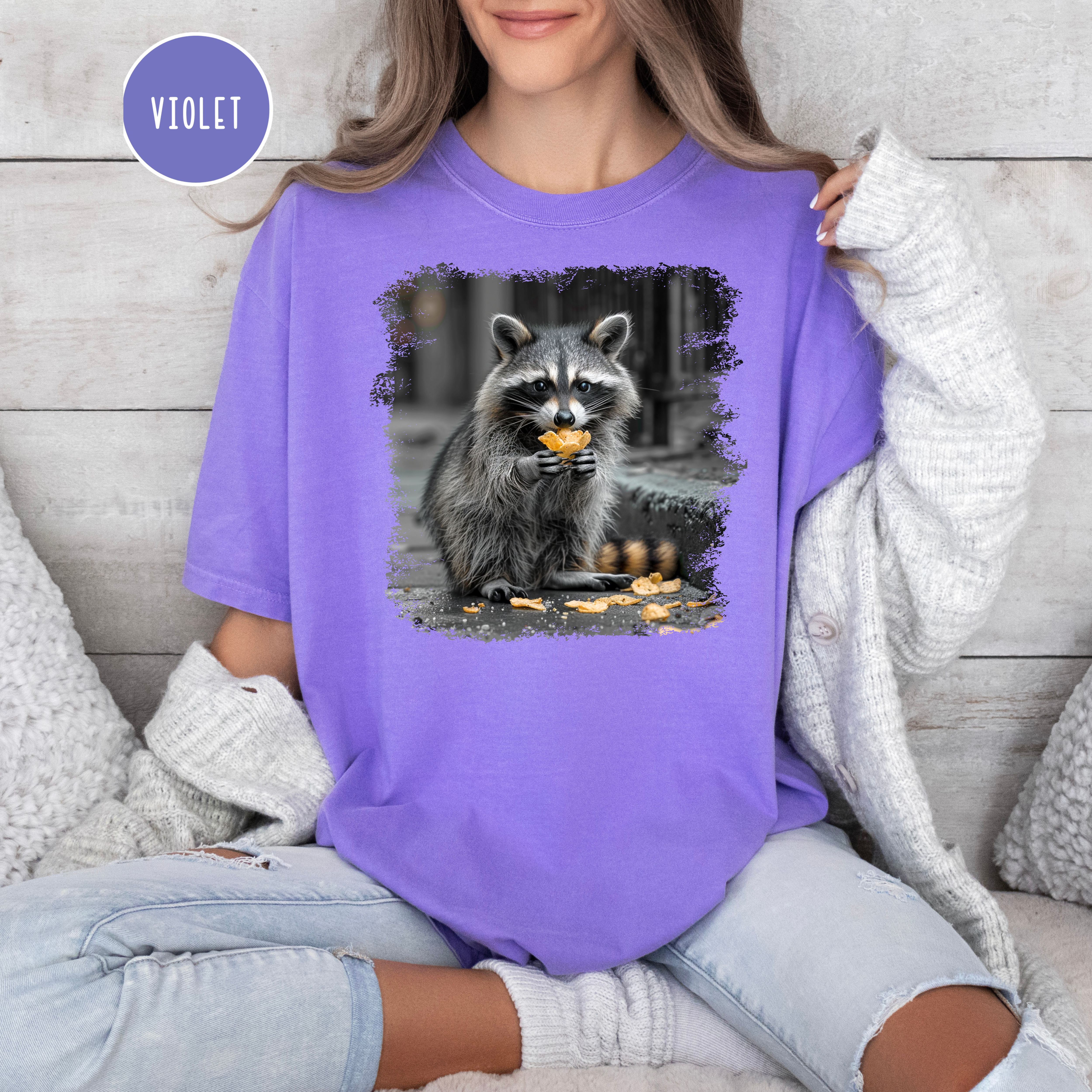 Funny Animal Meme Comfort Colors T-Shirt, Raccoon Eating Chips Shirt, Raccoon Lover Tee Shirt, Funny Animal Lover Shirt