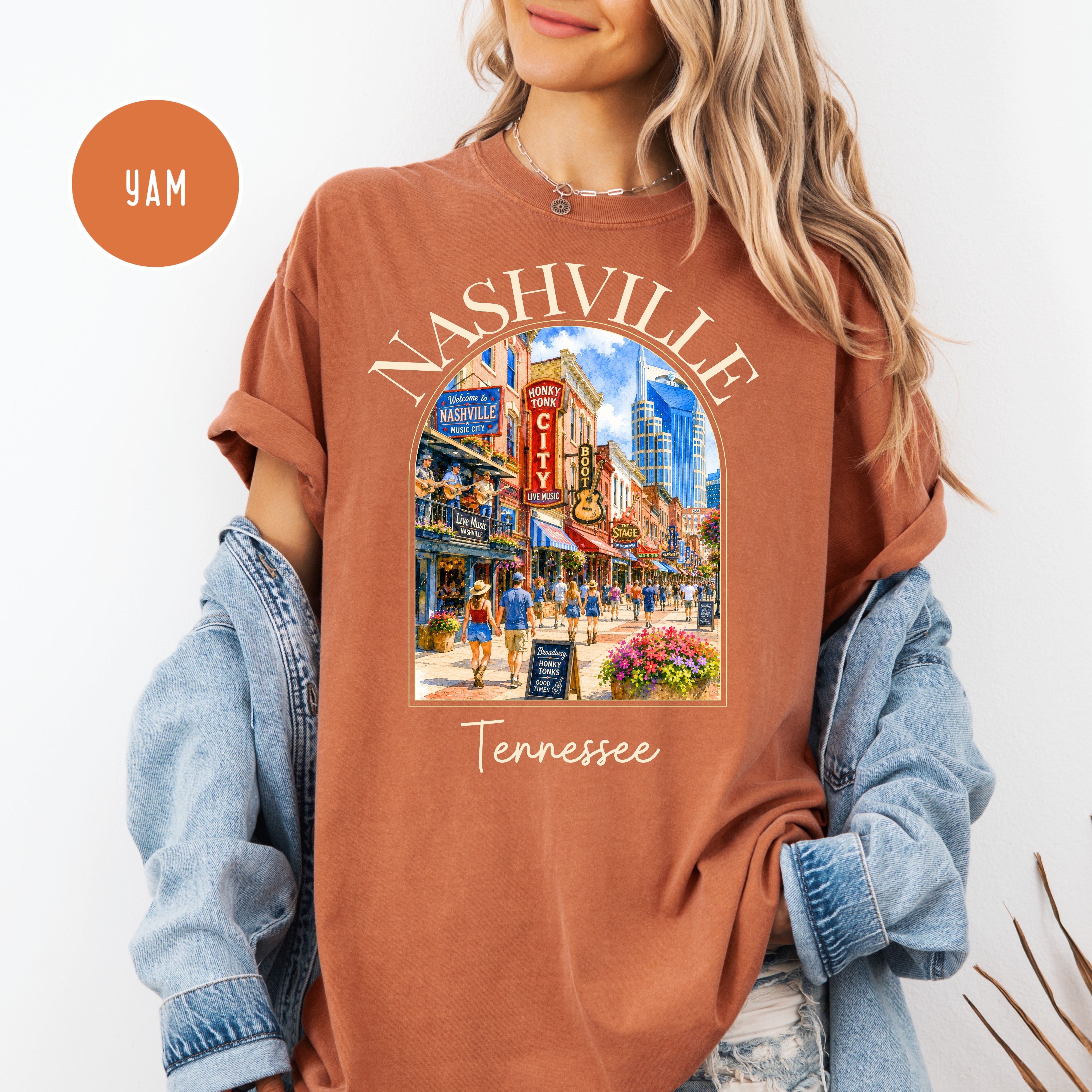 Nashville Tennessee Music Lover Unisex Comfort Colors Travel T-Shirt, Nashville Lover Gift Shirt, Tennessee Gift Shirt, Nashvillian Gift Tee