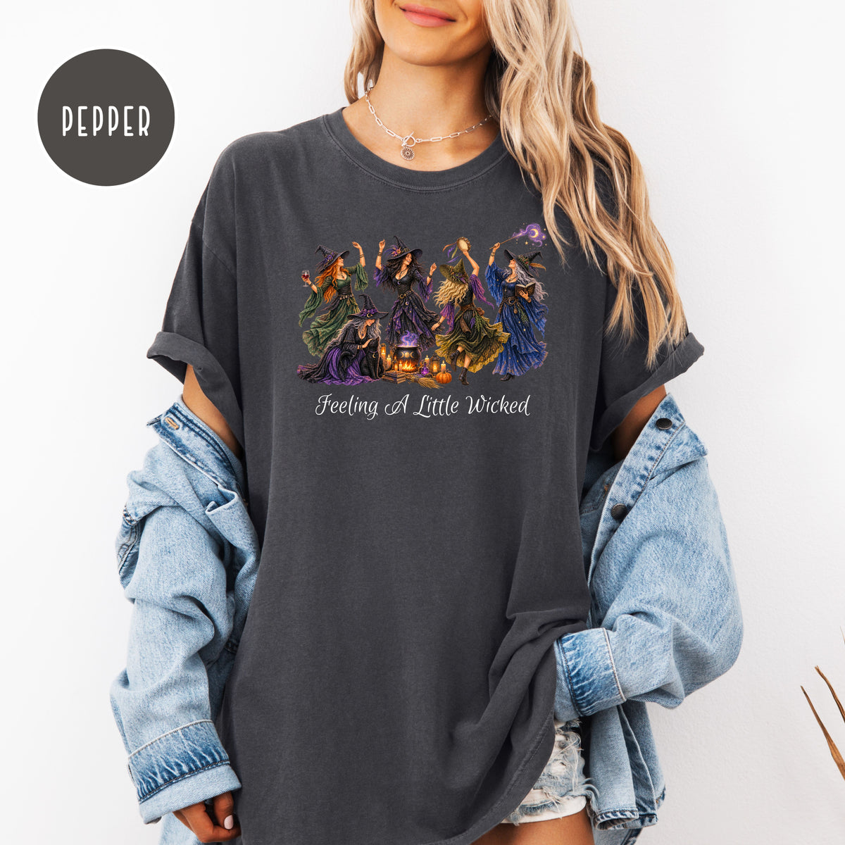 Funny Halloween Witches Comfort Colors TShirt, Feeling A Little Wicked Witches Dancing, Witches Halloween Gift Shirt, Halloween Party Gift