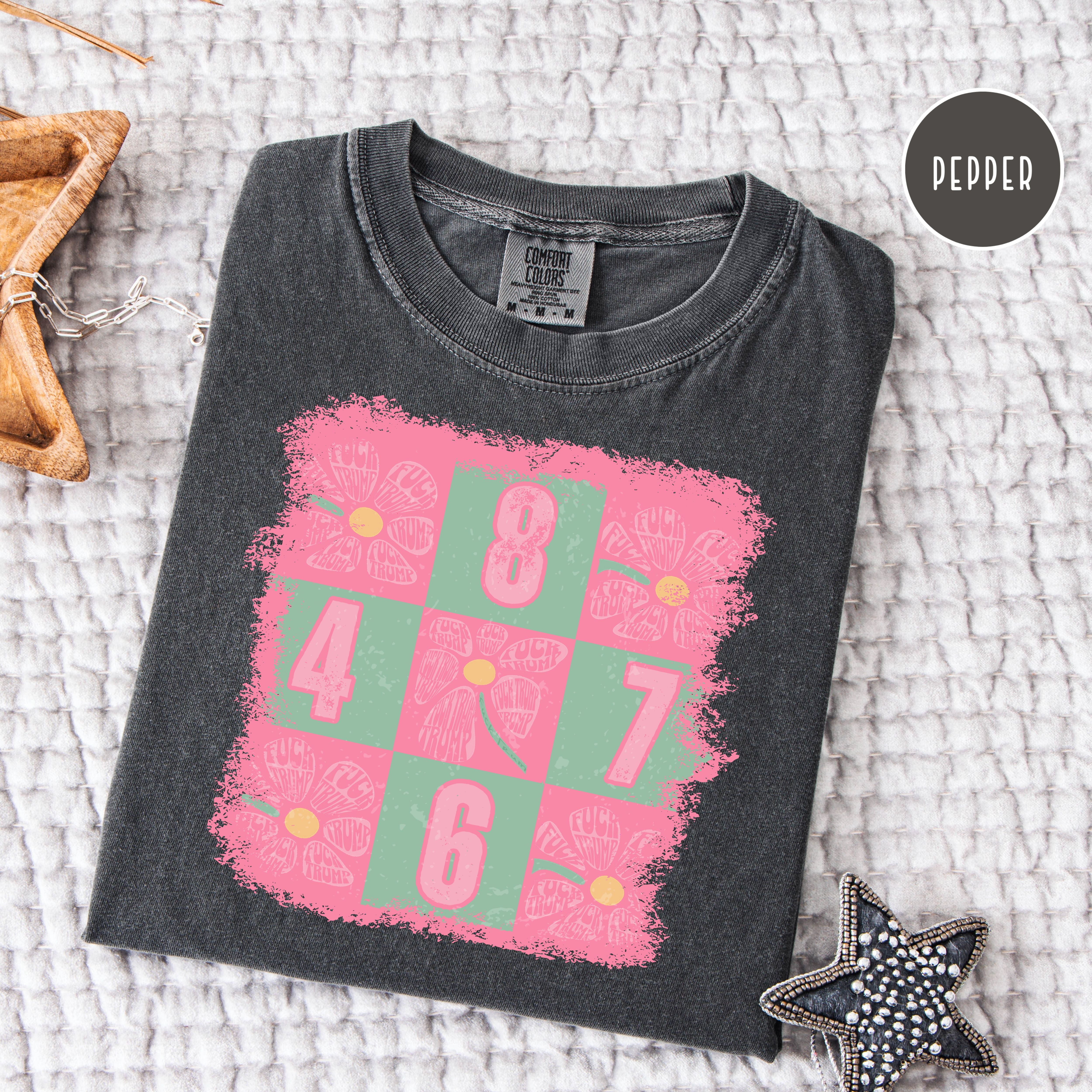 Subtle Fuck Trump Flower with 8647 Grunge Style Comfort Colors® Tee
