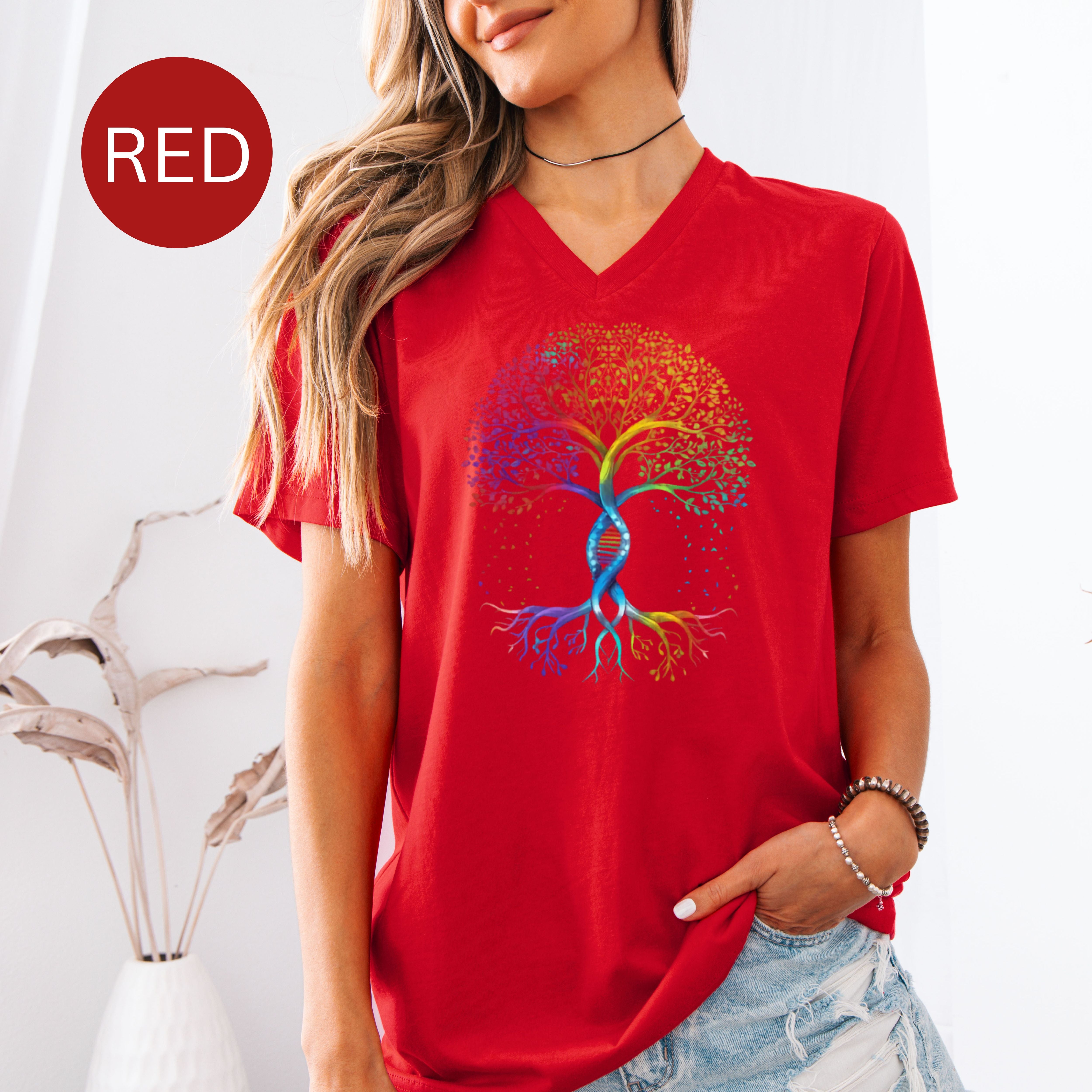 Pride Tree of Life Bella Canvas V-Neck Tee, Pride Tee Shirt, Gift For Pride Ally, LGBTQ Shirt