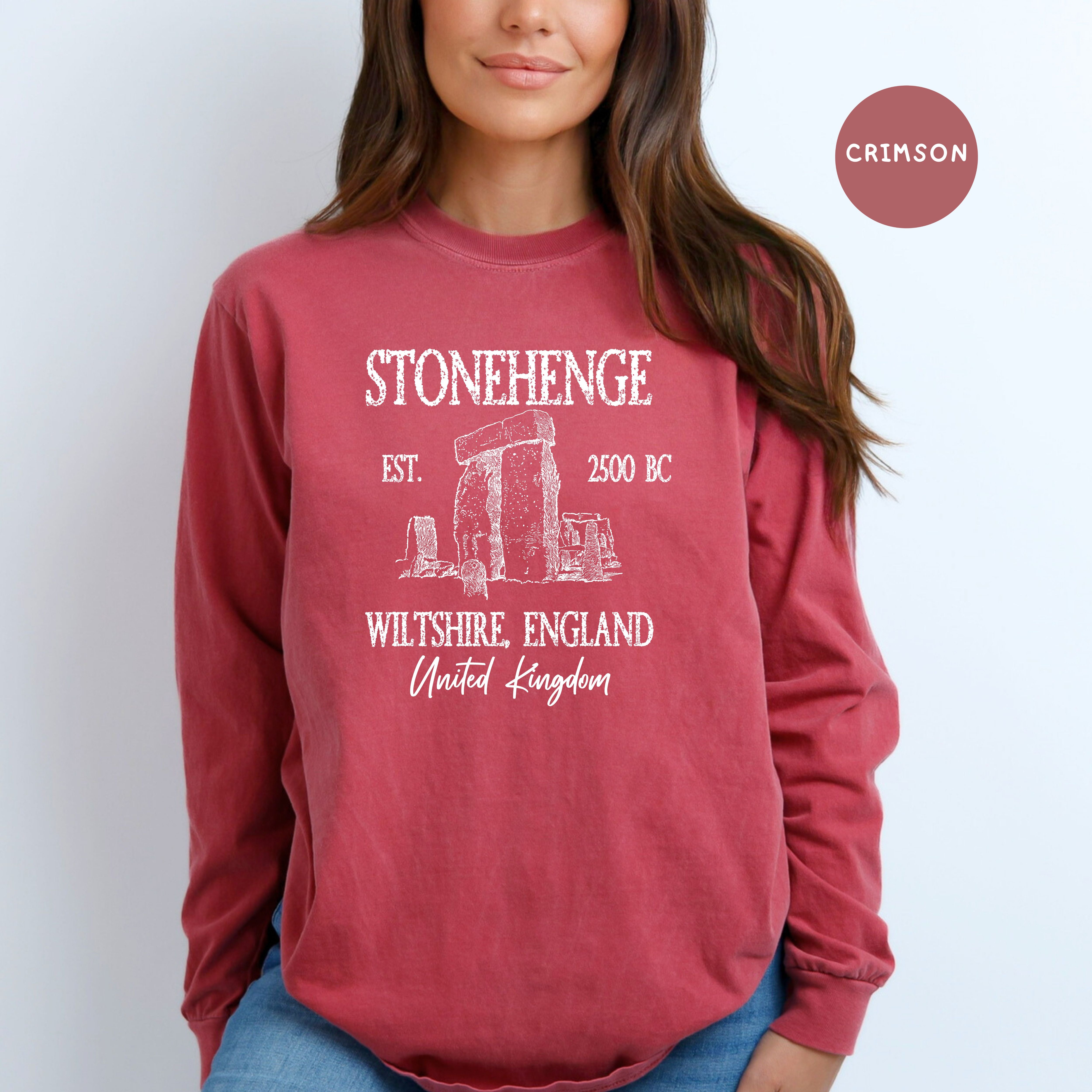 Stonehenge England Grunge Comfort Colors Long Sleeve Tee