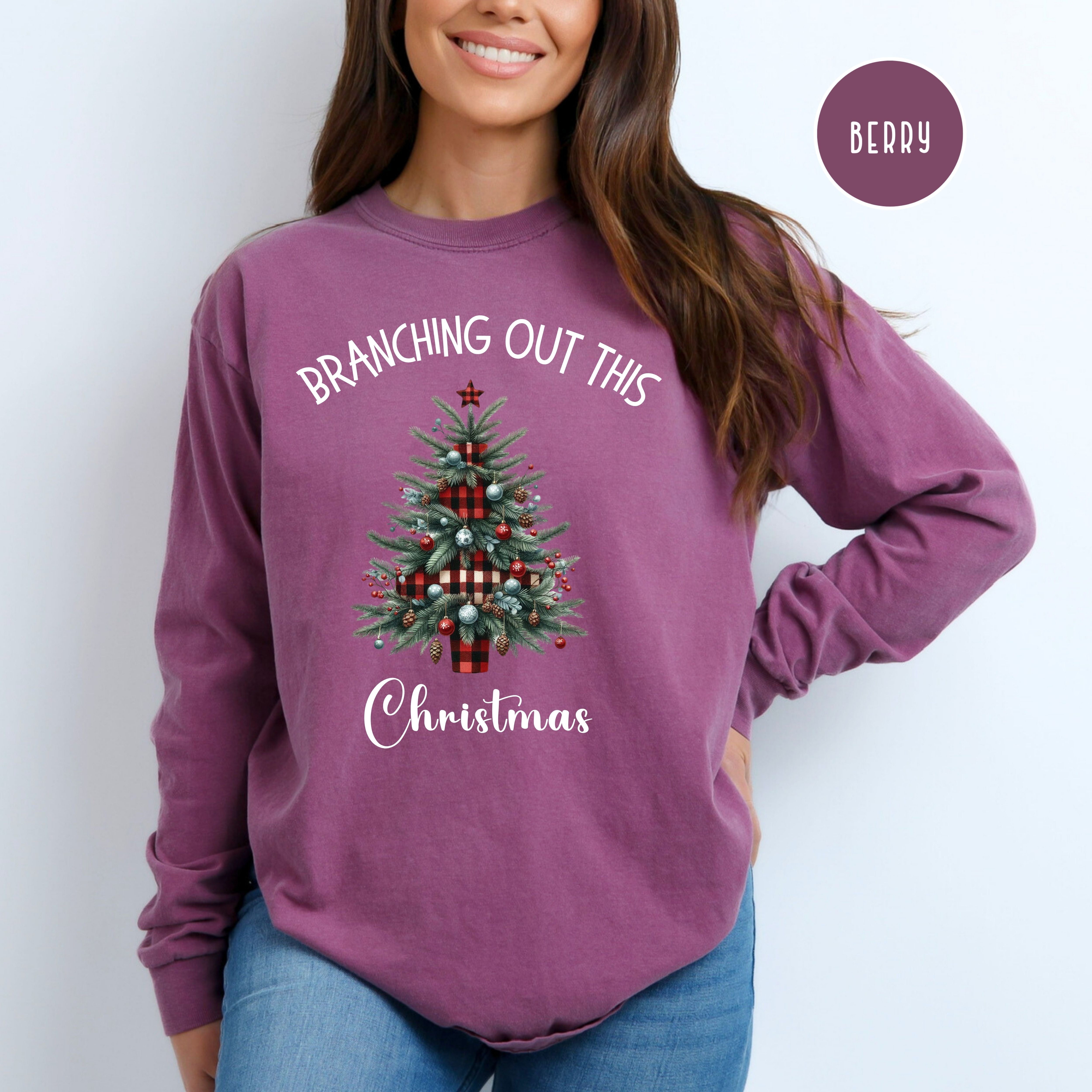 Branching Out This Christmas Funny Christmas Tree Comfort Colors® Long Sleeve Tee