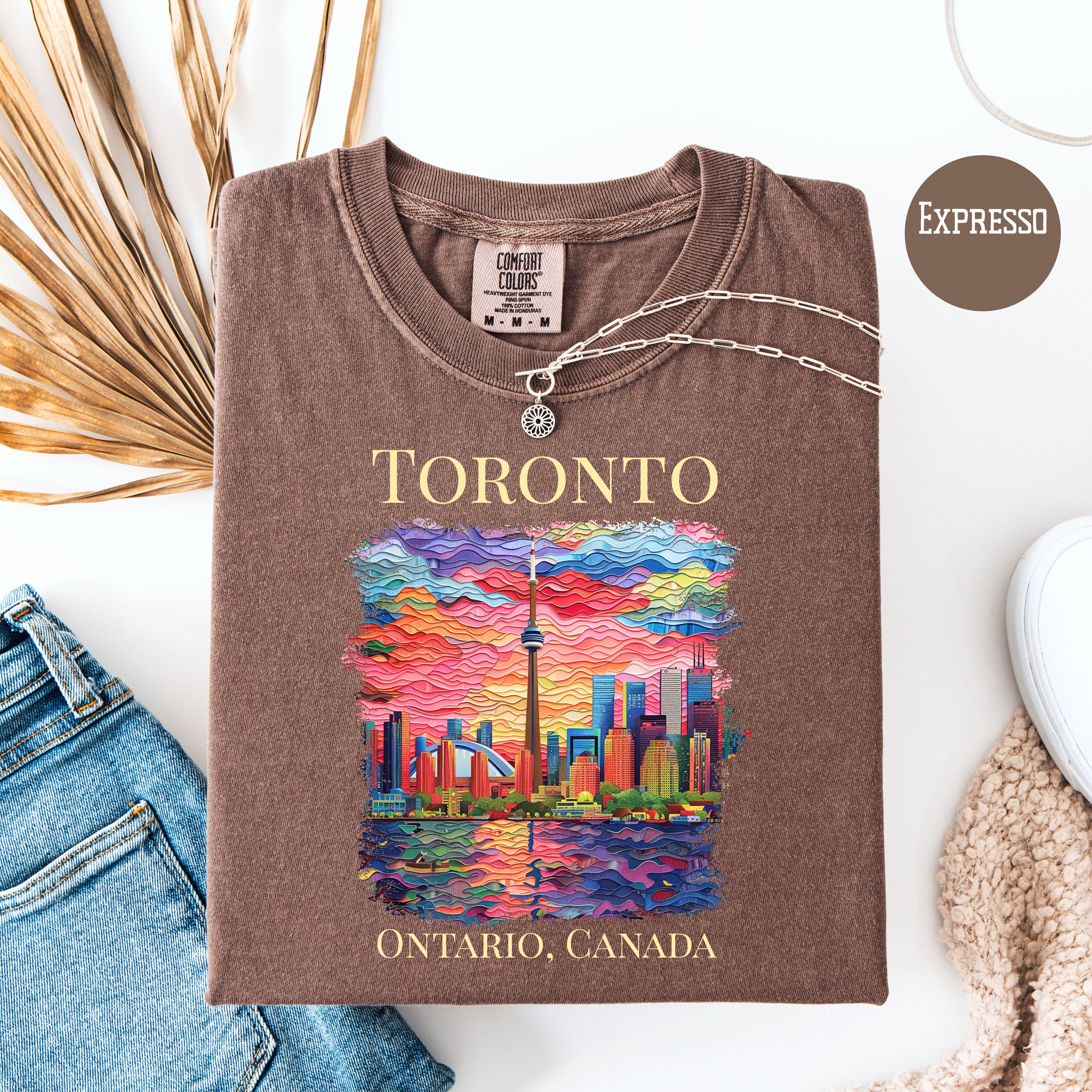 Toronto Ontario Canada Skyline Comfort Colors Gift Tee Shirt, Toronto Faux Texture Shirt