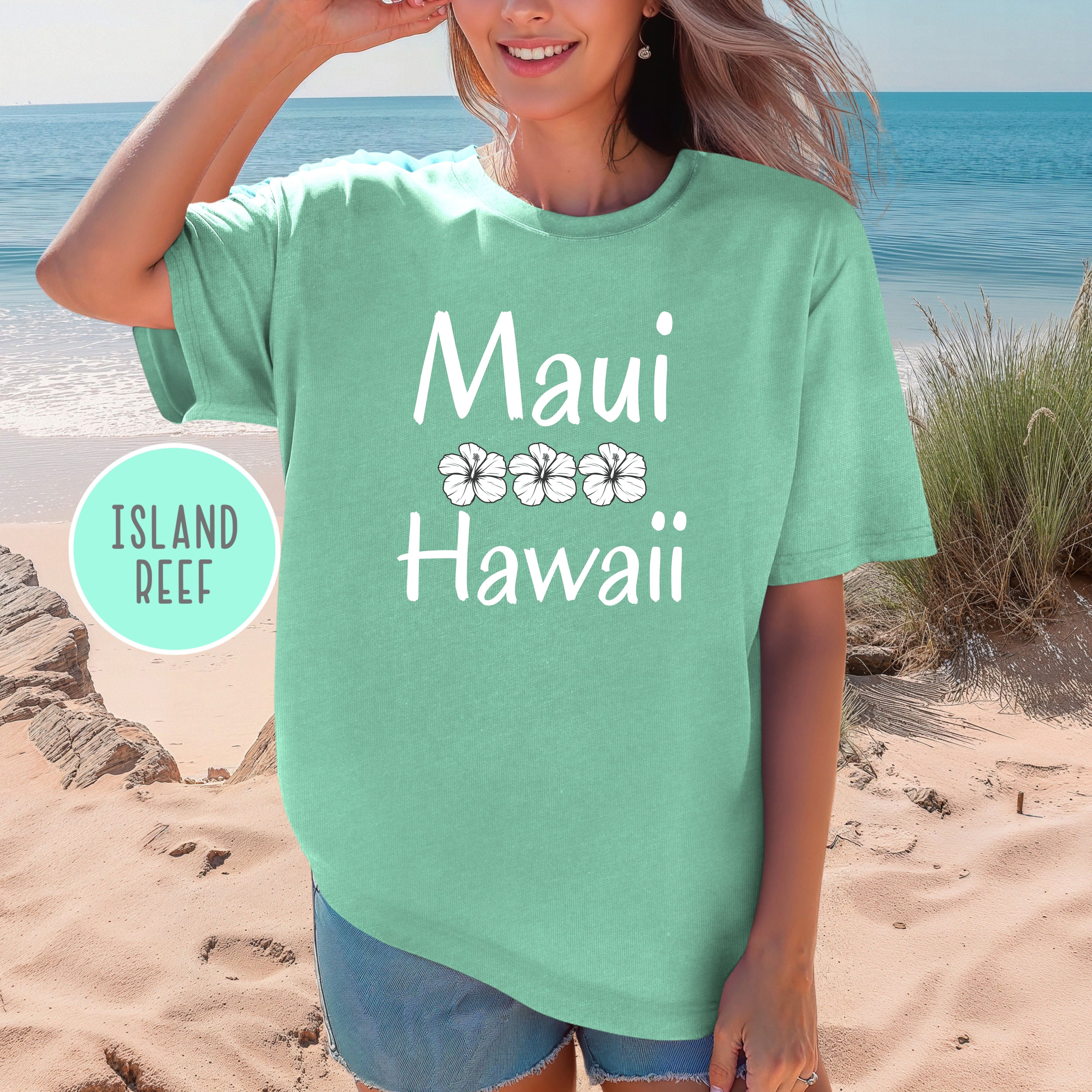 Maui Hawaii Hibiscus Flower Comfort Colors Tee