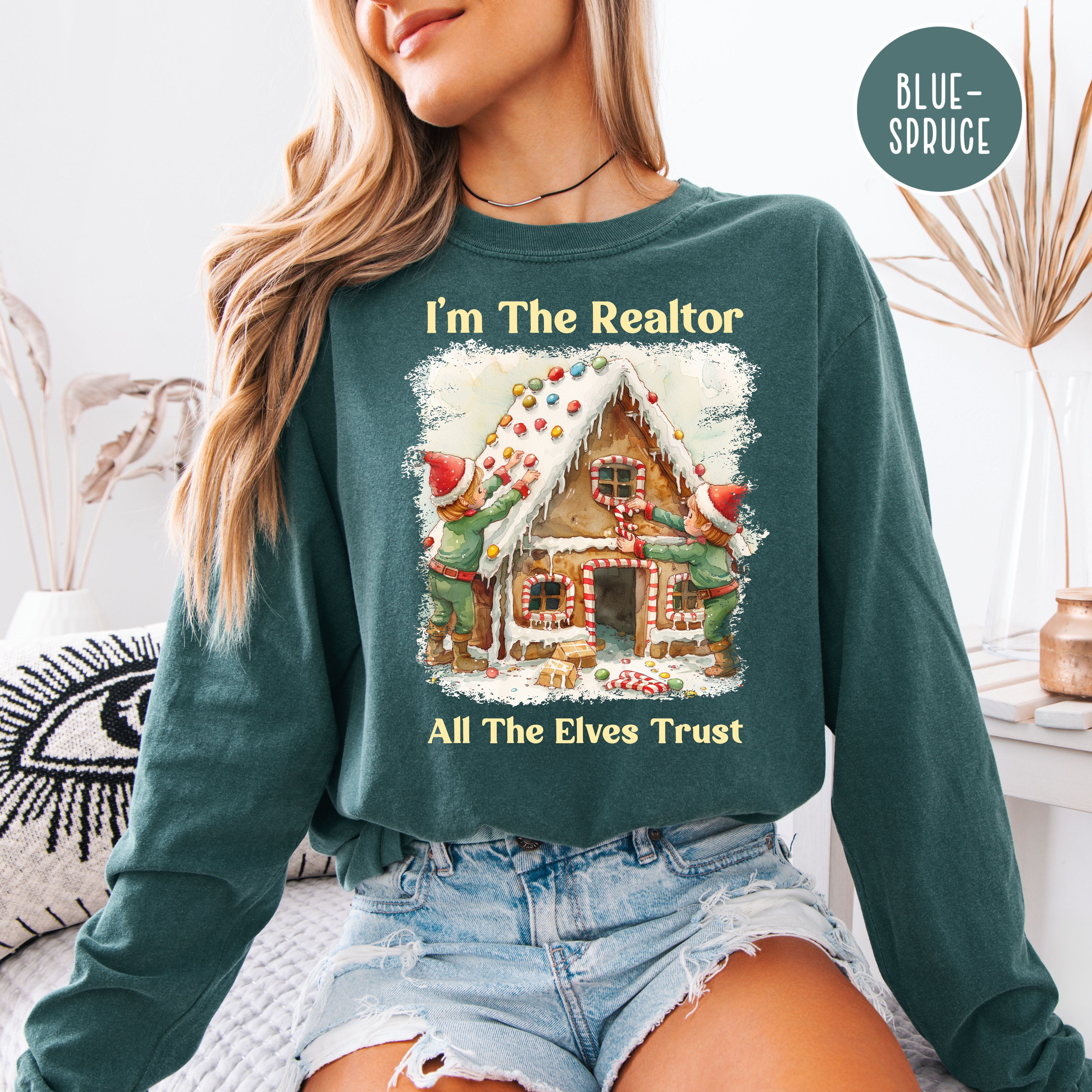 Funny Christmas Real Estate Agent Unisex Comfort Colors Long Sleeve Shirt