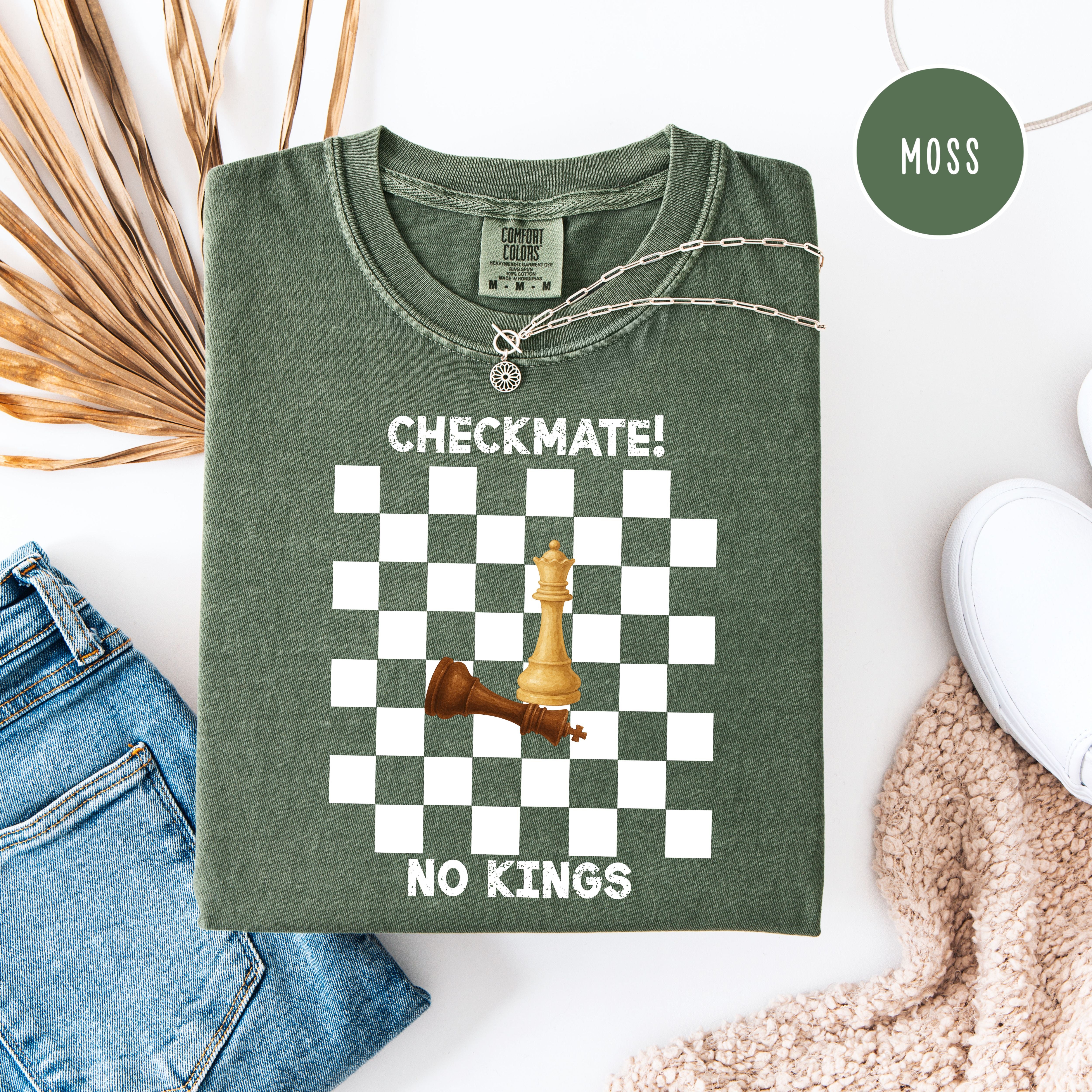 Checkmate No Kings Chess Lover Comfort Colors Anti Trump Protest Tee