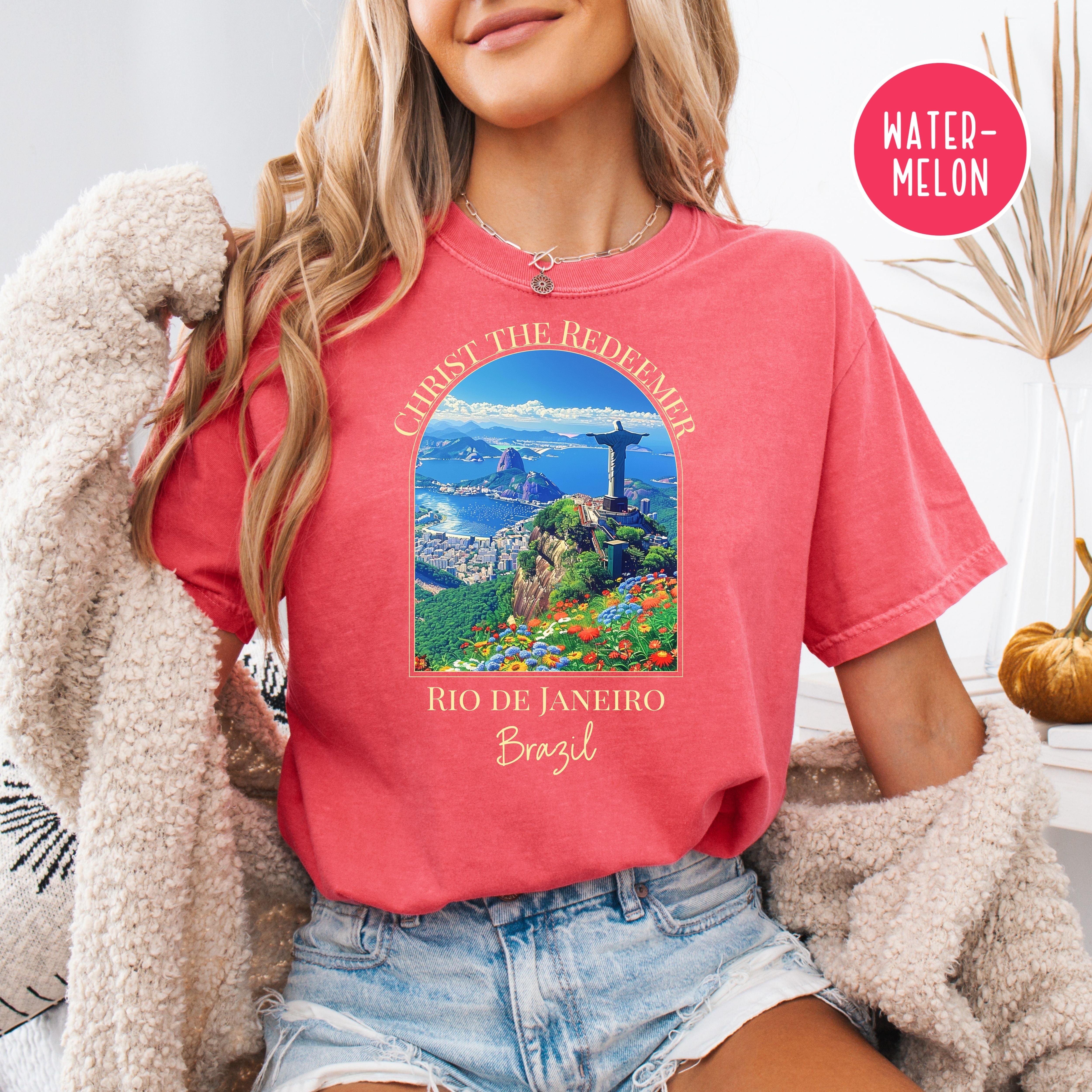 Christ the Redeemer Rio de Janeiro Brazil Comfort Colors Tee