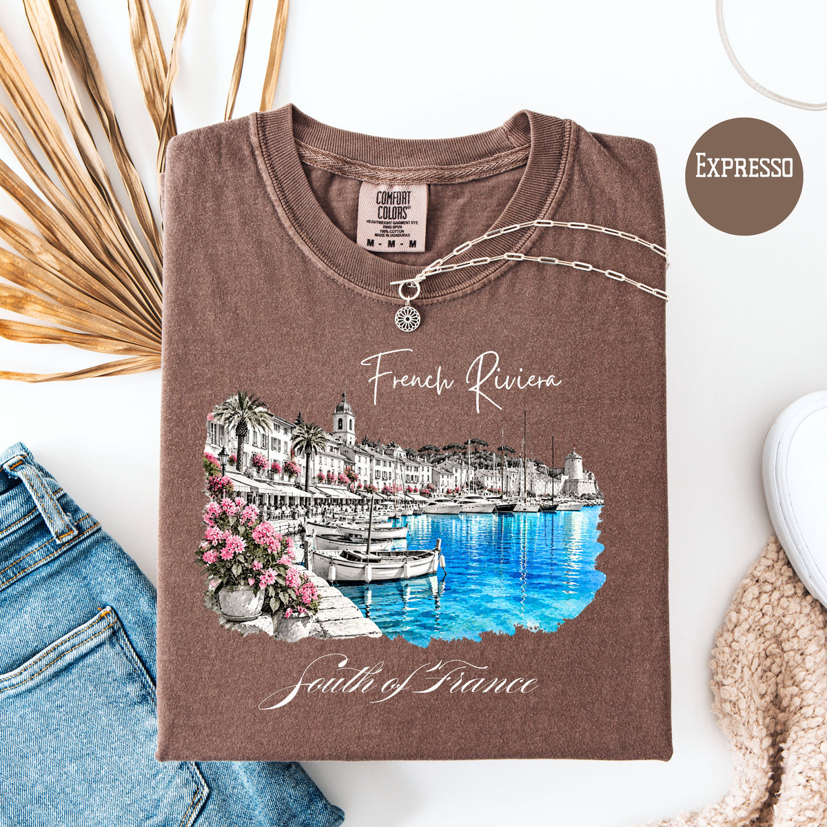 French Riviera Comfort Colors T-Shirt, South of France Vacation Gift Shirt, Mediterranean Coast Shirt, Cote d'Azur Gift, France Travel Shirt