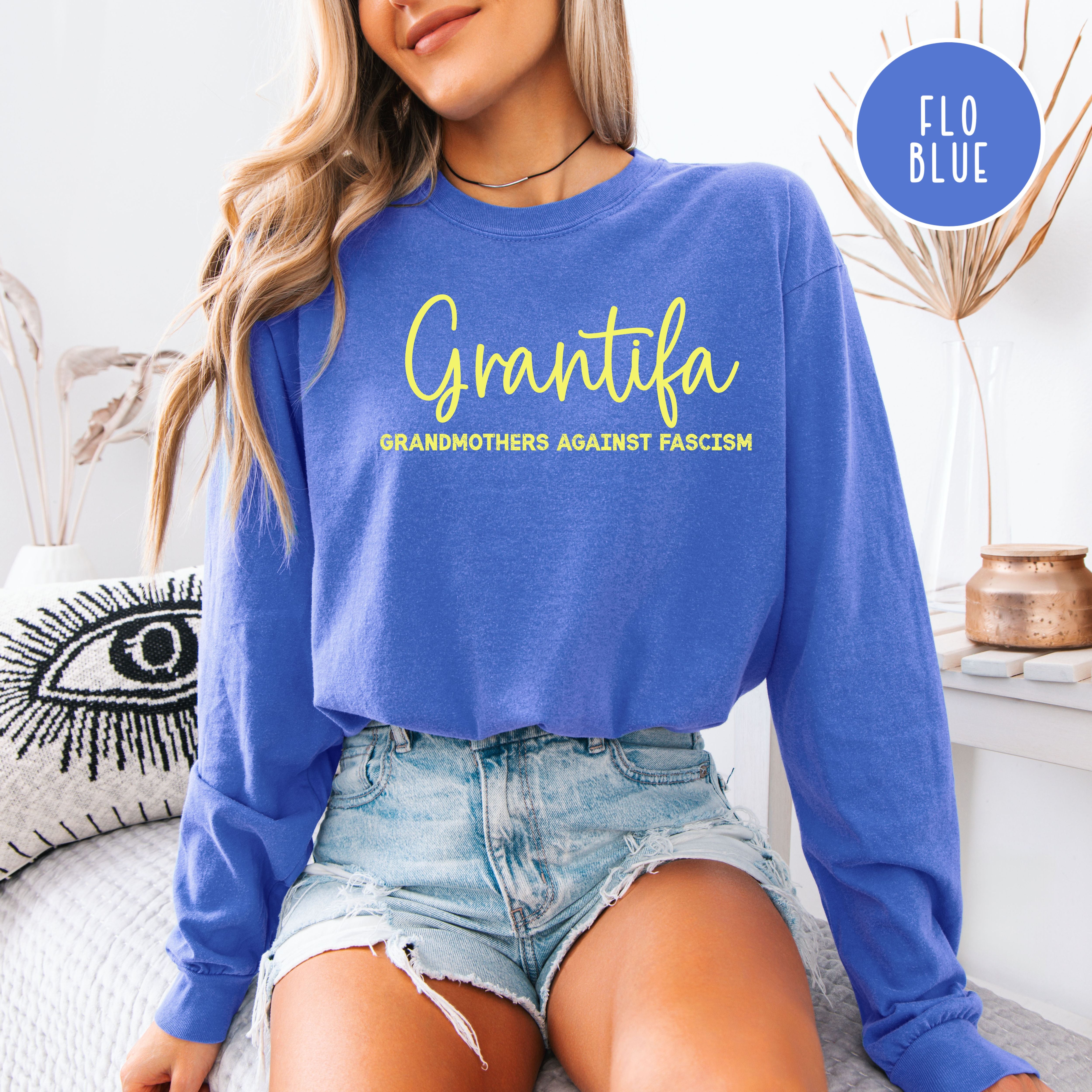 Grantifa Grandmothers Against Fascism Long Sleeve Comfort Colors Tee