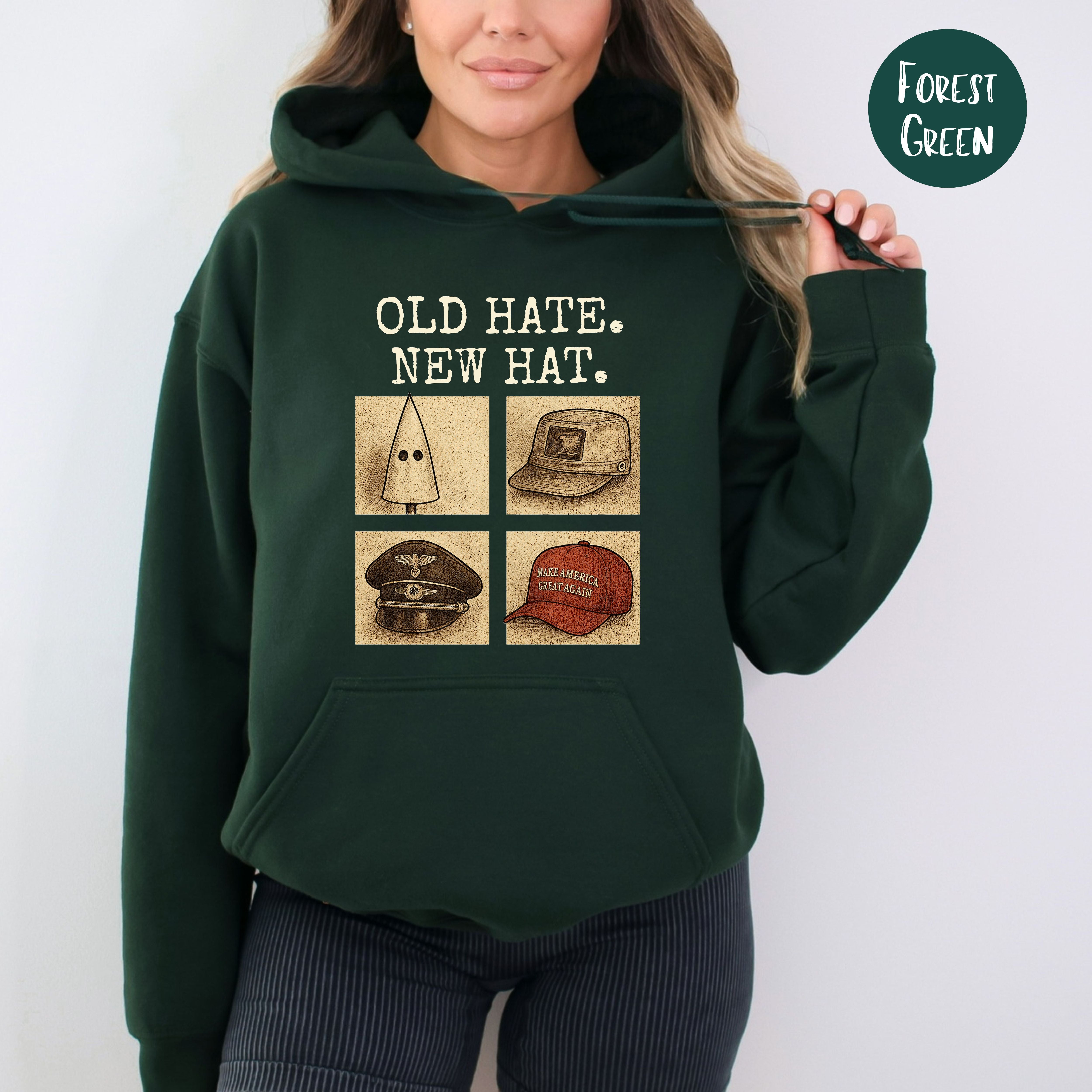 Old Hate New Hat Anti-Trump Protest Unisex Hooded Sweatshirt, Same Shit Different Hat Hoodie