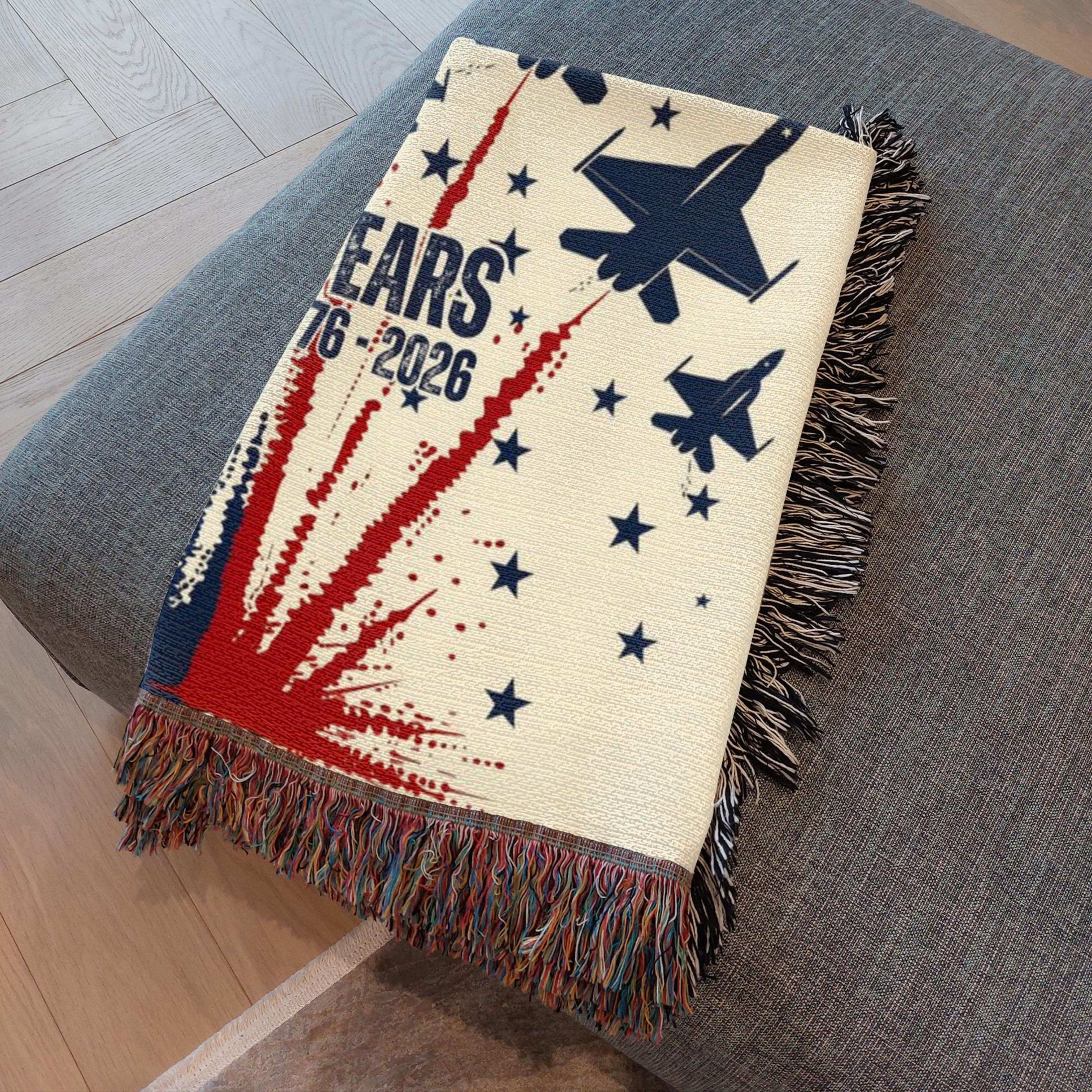Celebrate America 250th Anniversary Patriotic Woven Throw Blanket Gift