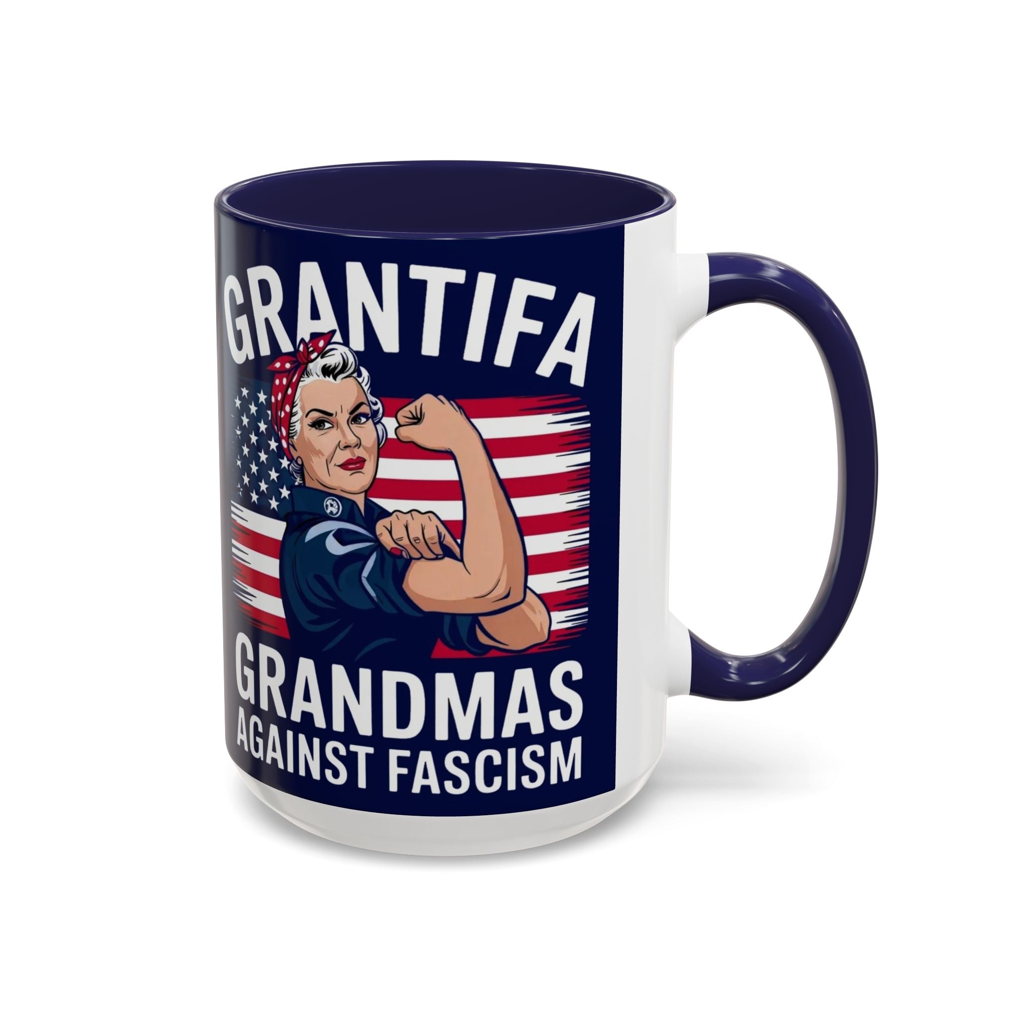 Grantifa Grandmas Against Fascism 15oz Ceramic 2-Tone Mug Dishwasher & Microwave Safe