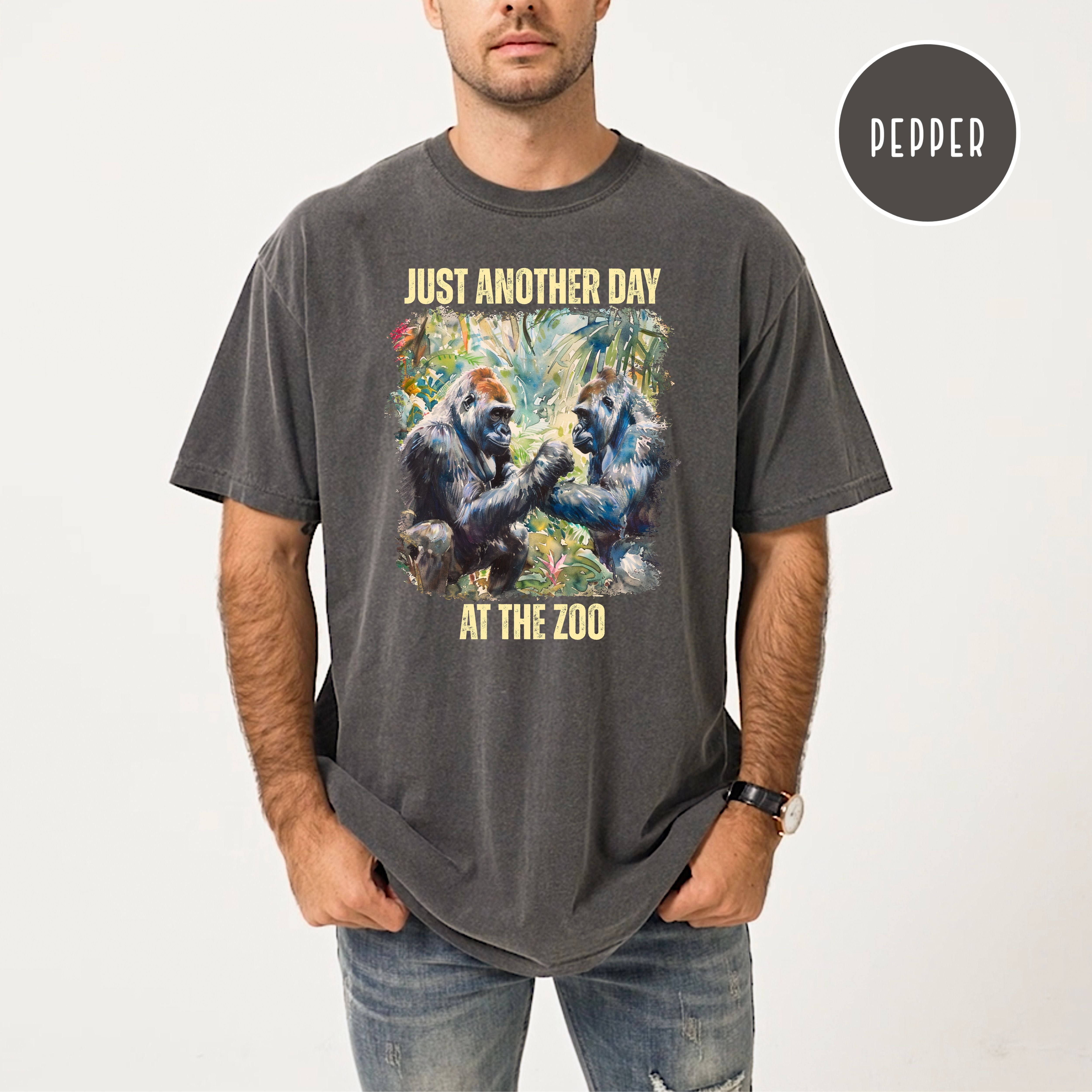 Just Another Day At The Zoo Unisex Comfort Colors T-Shirt, Funny Gorilla Shirt, Gorilla Lover Tee Shirt, Animal Lover Gift