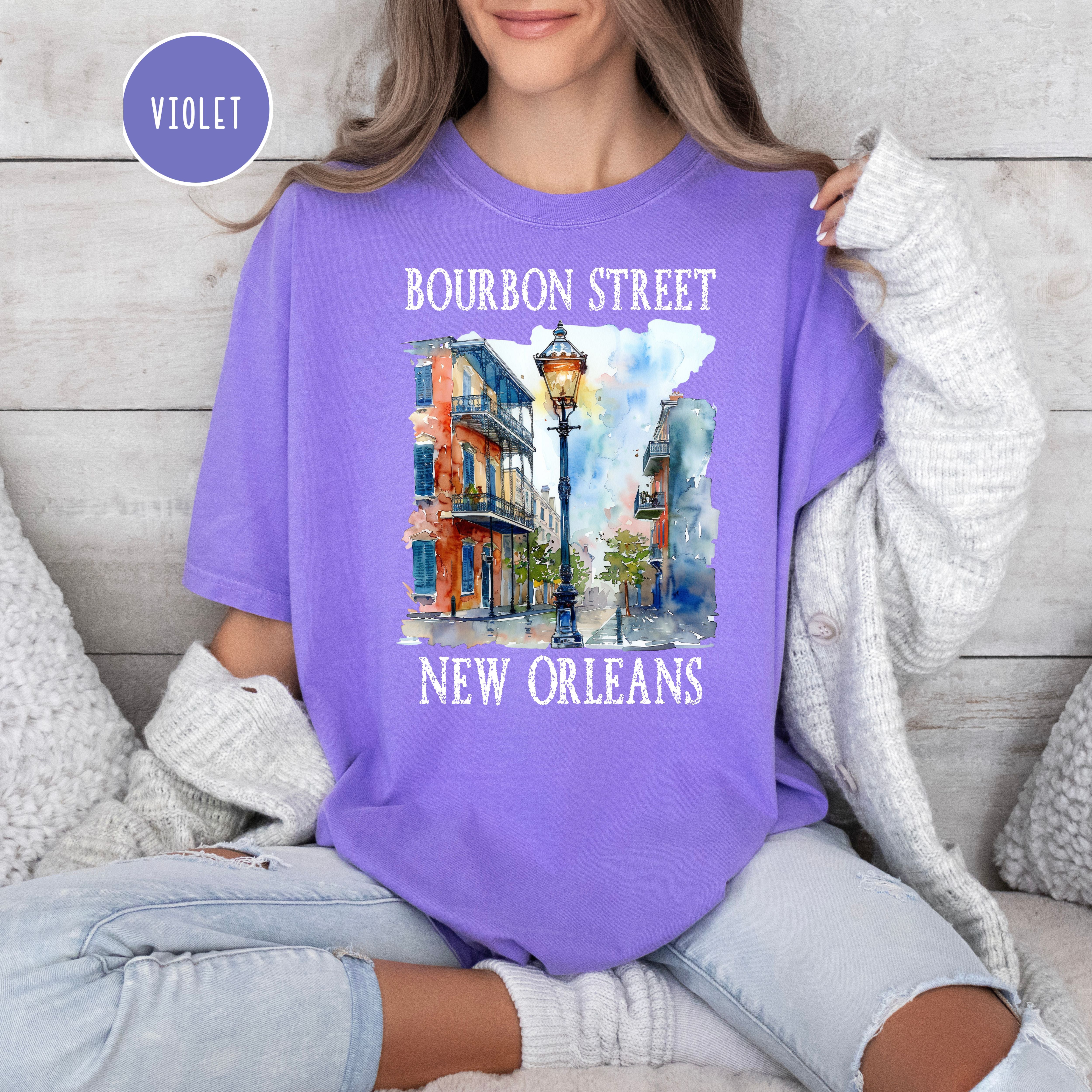 Bourbon Street New Orleans Unisex Comfort Colors T-Shirt, New Orleans Vacation Gift Shirt