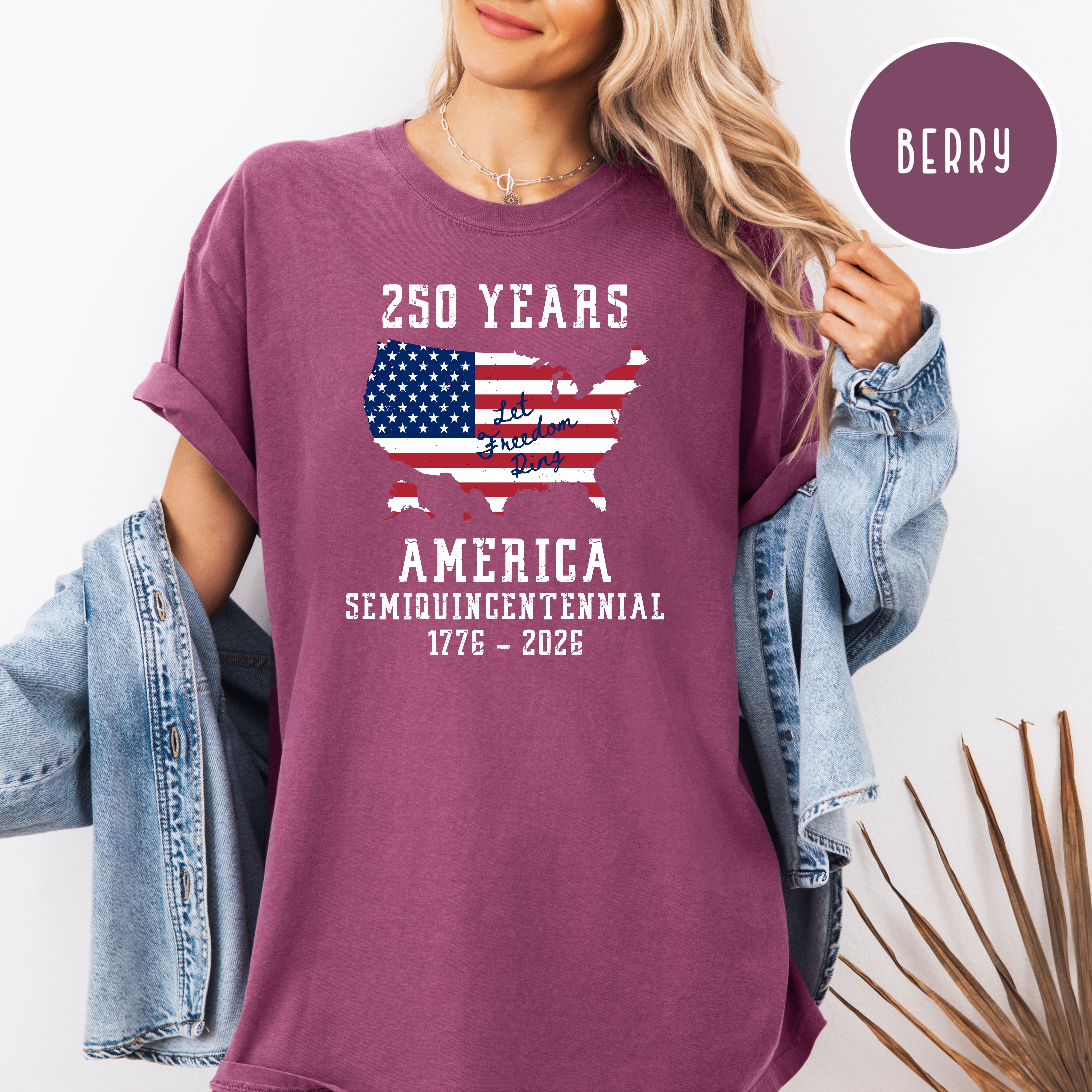 Patriotic American Flag 4th of July Semiquincentennial Comfort Colors T-Shirt, Let Freedom Ring Shirt