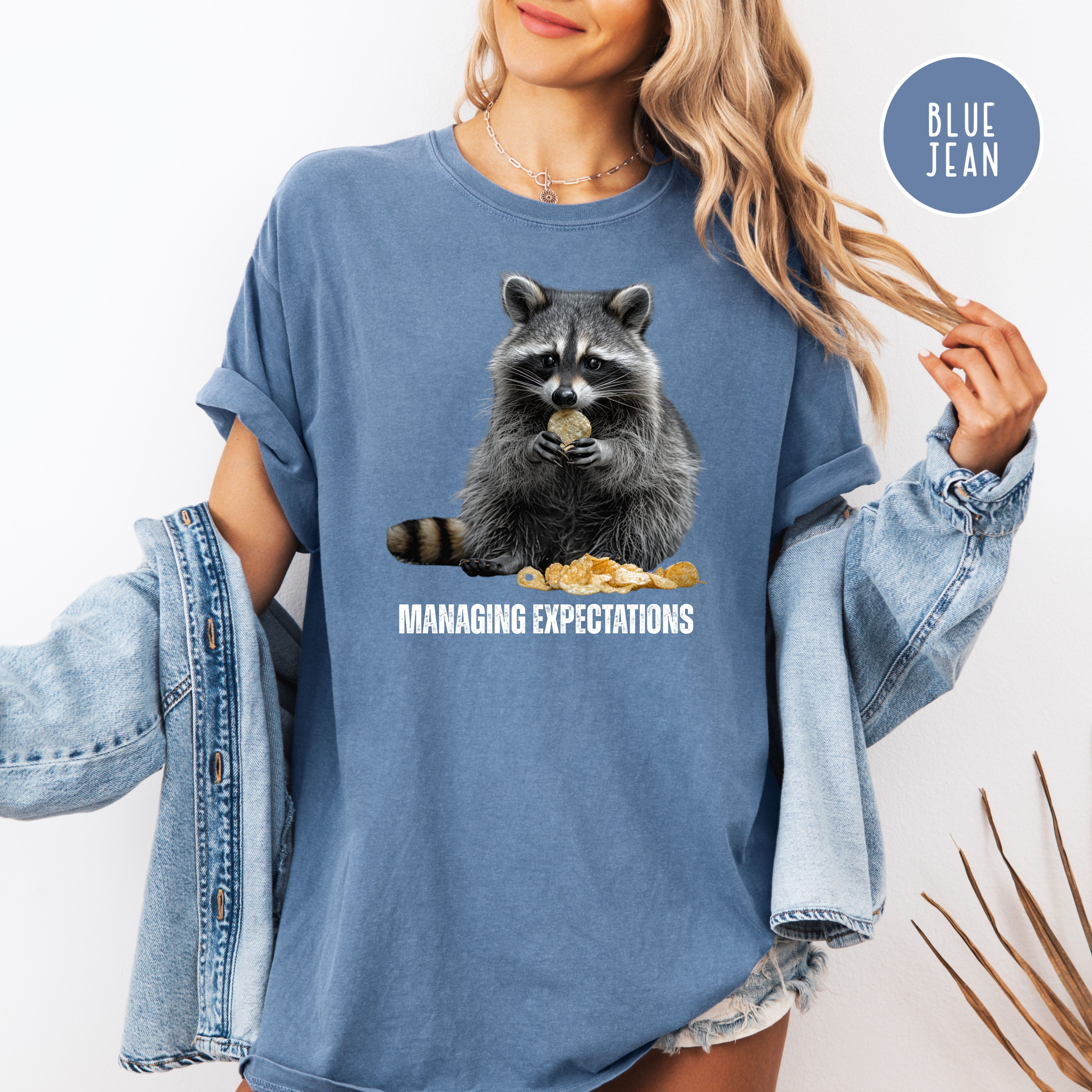 Funny Raccoon Munching Chips Comfort Colors T-Shirt, Animal Meme Shirt, Funny Gift Tee, Raccoon Lover Tee