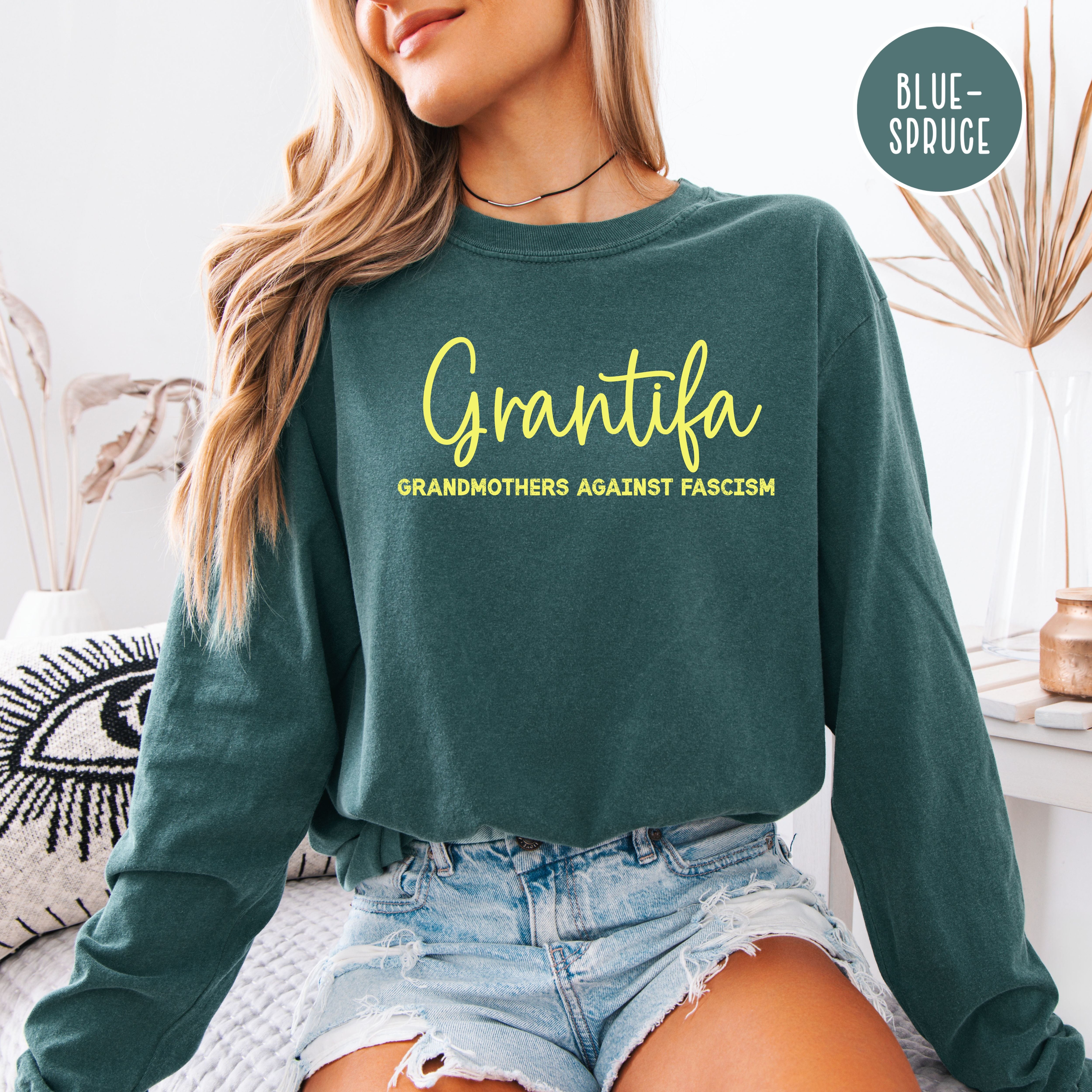 Grantifa Grandmothers Against Fascism Long Sleeve Comfort Colors Tee