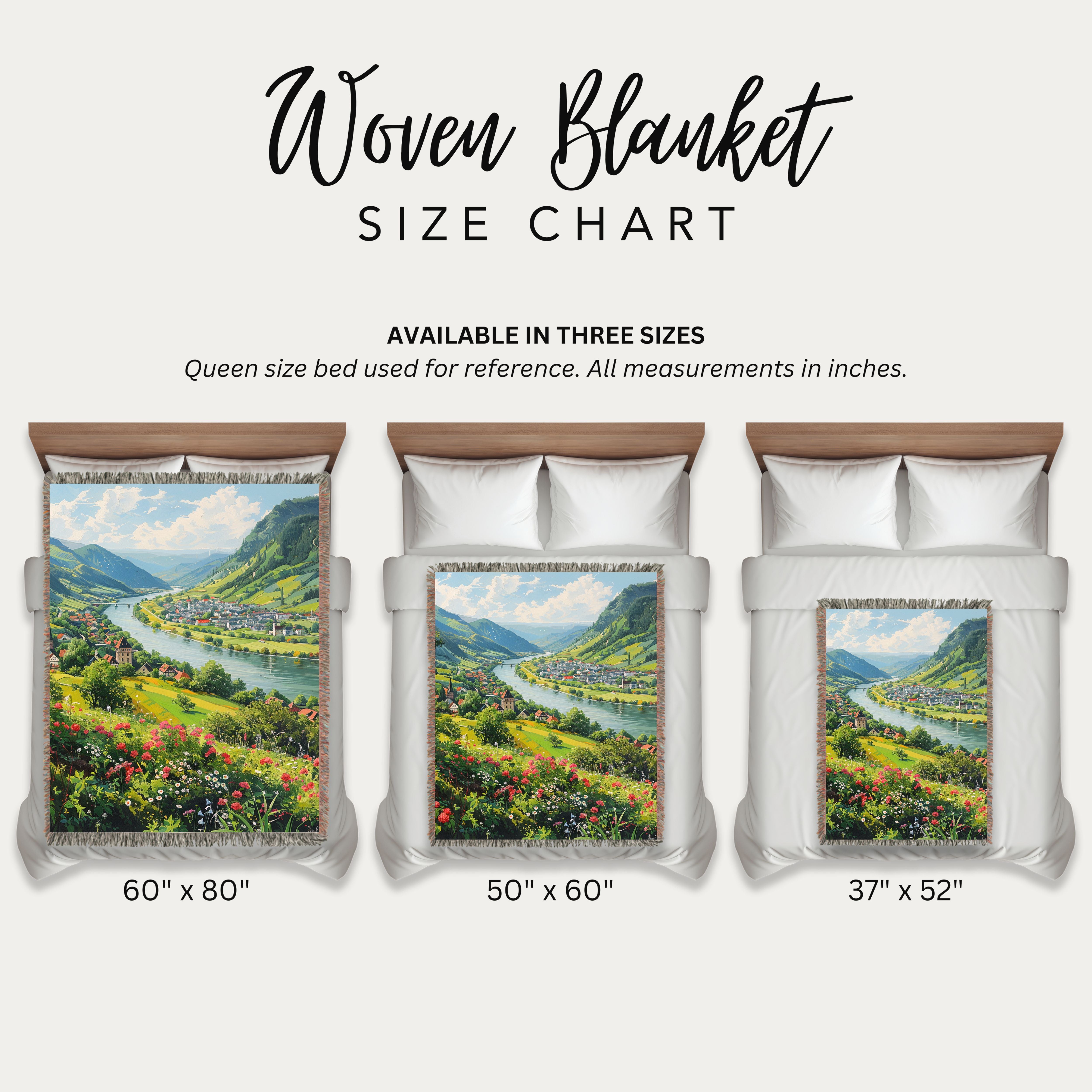 Rhine River Germany Woven Blanket, Rhine Valley Vacation Gift Blanket