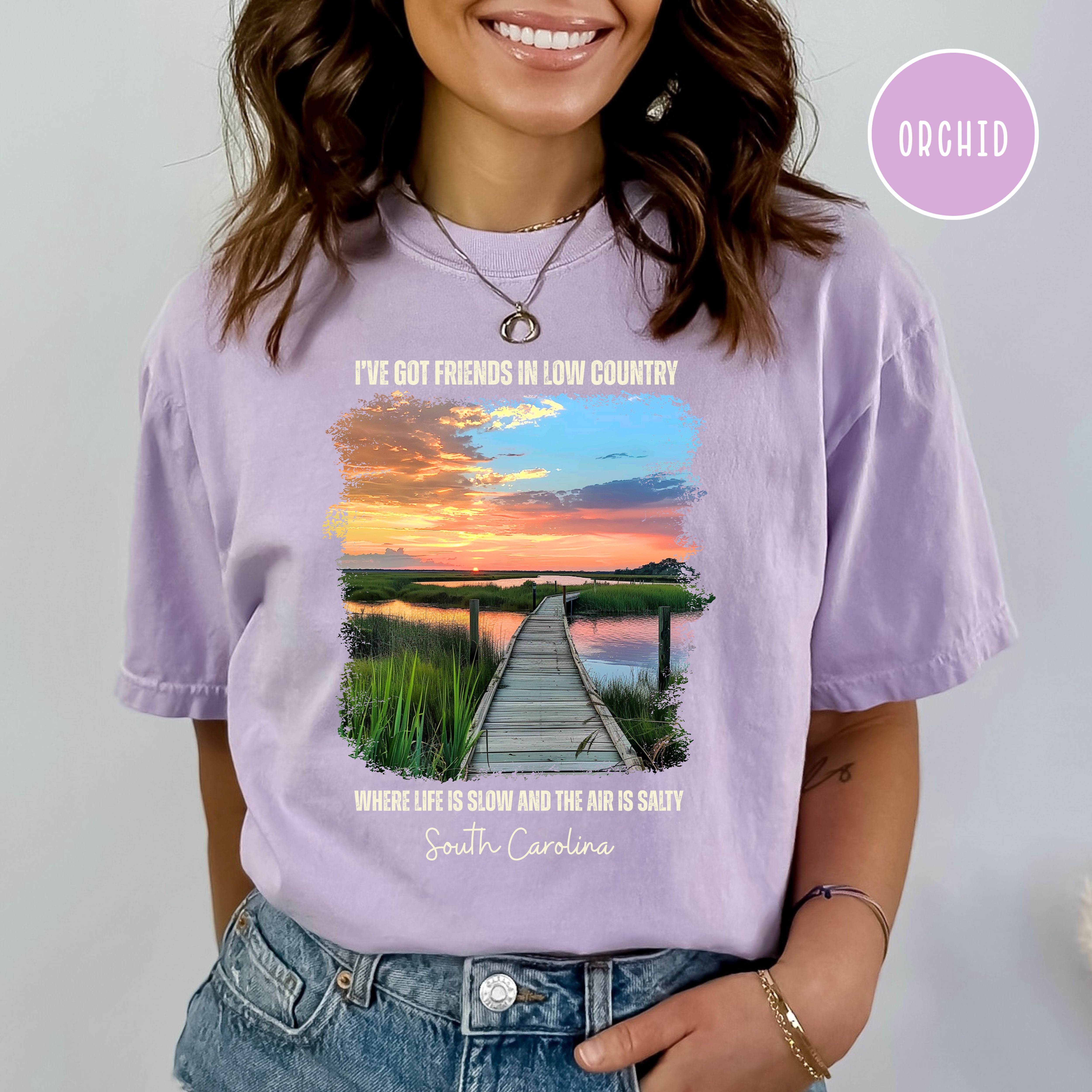 South Carolina Lowcountry Sunset Comfort Colors Tee