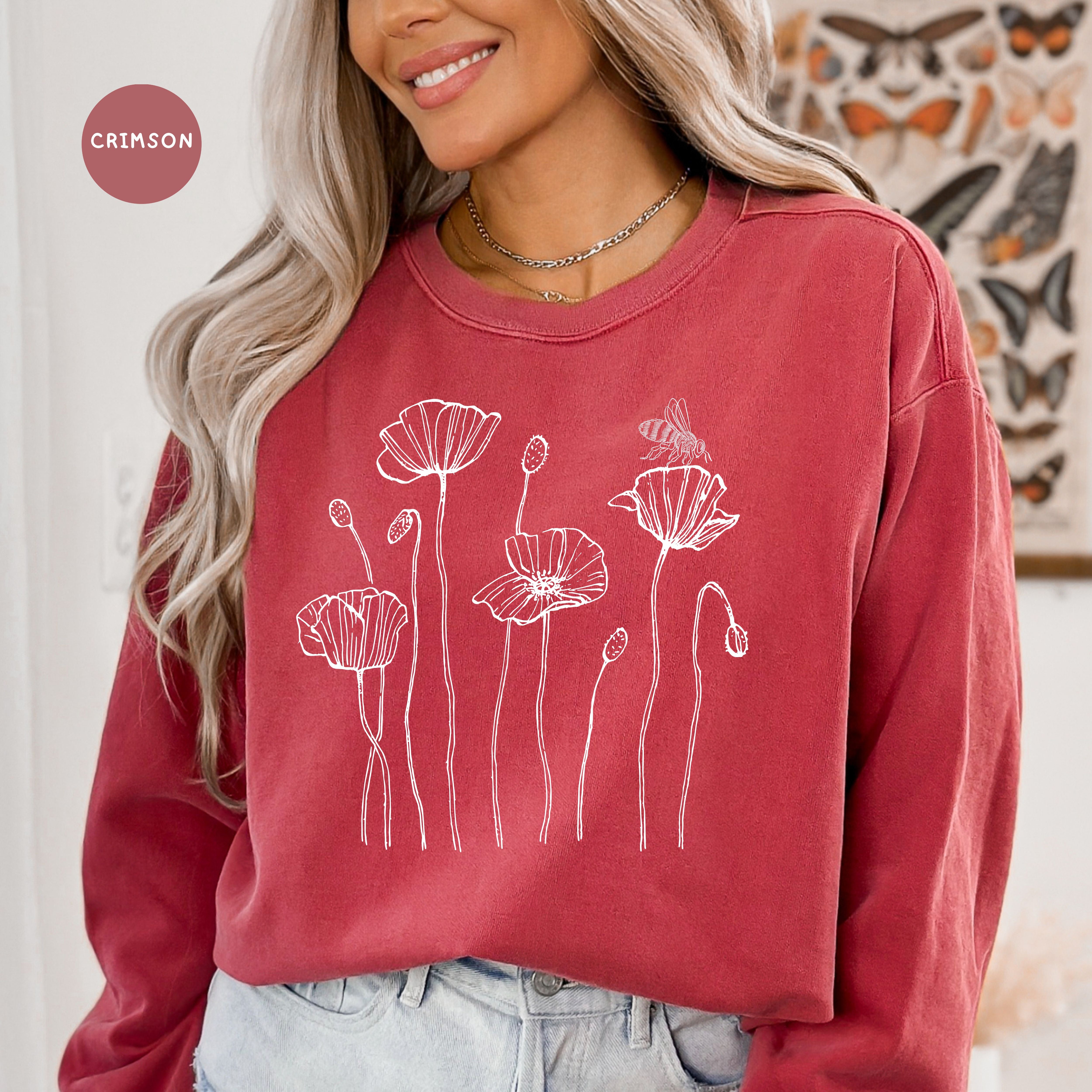 Poppy Flowers Honeybee Comfort Colors® Sweatshirt