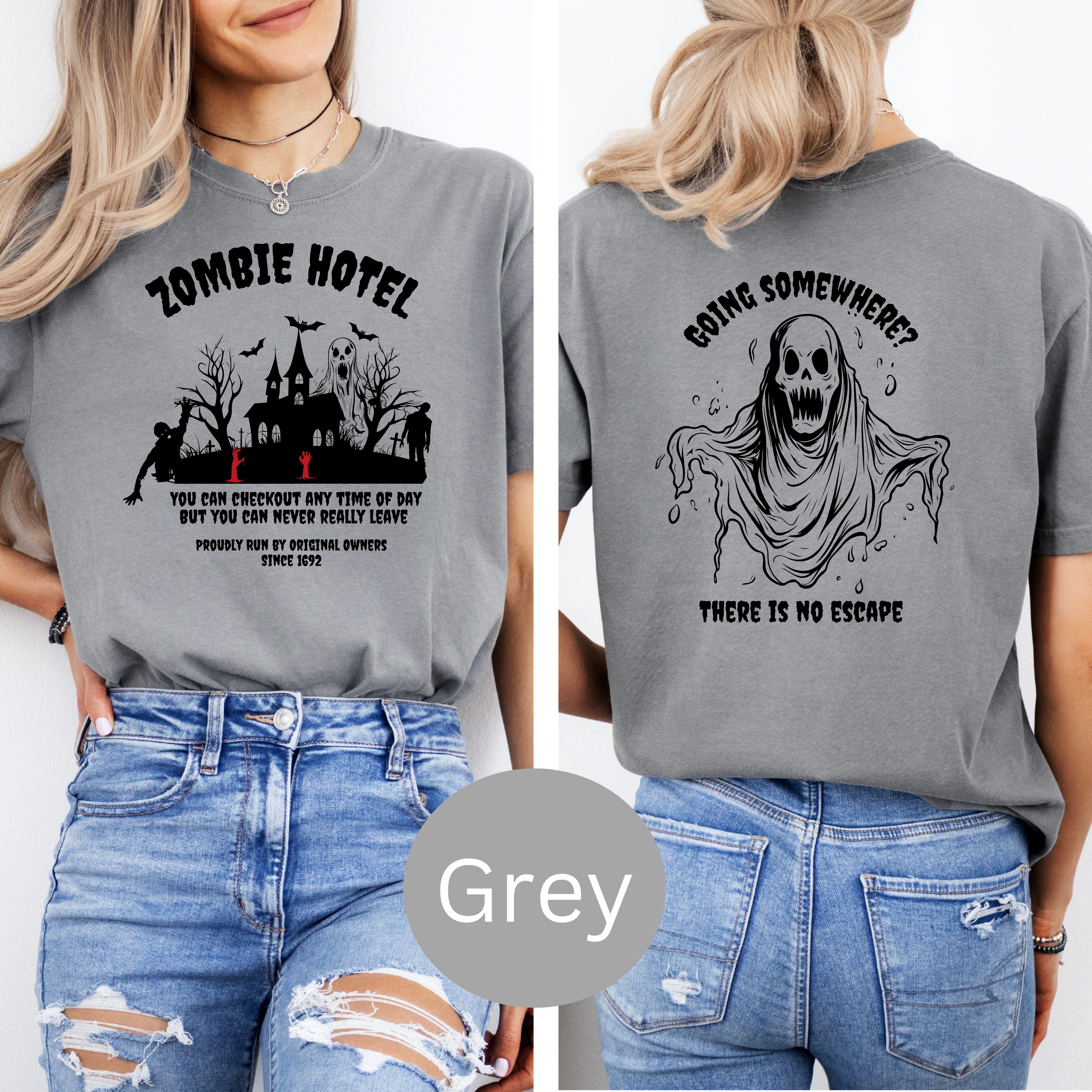 Zombie Halloween Comfort Colors® Tee Design on Front and Back