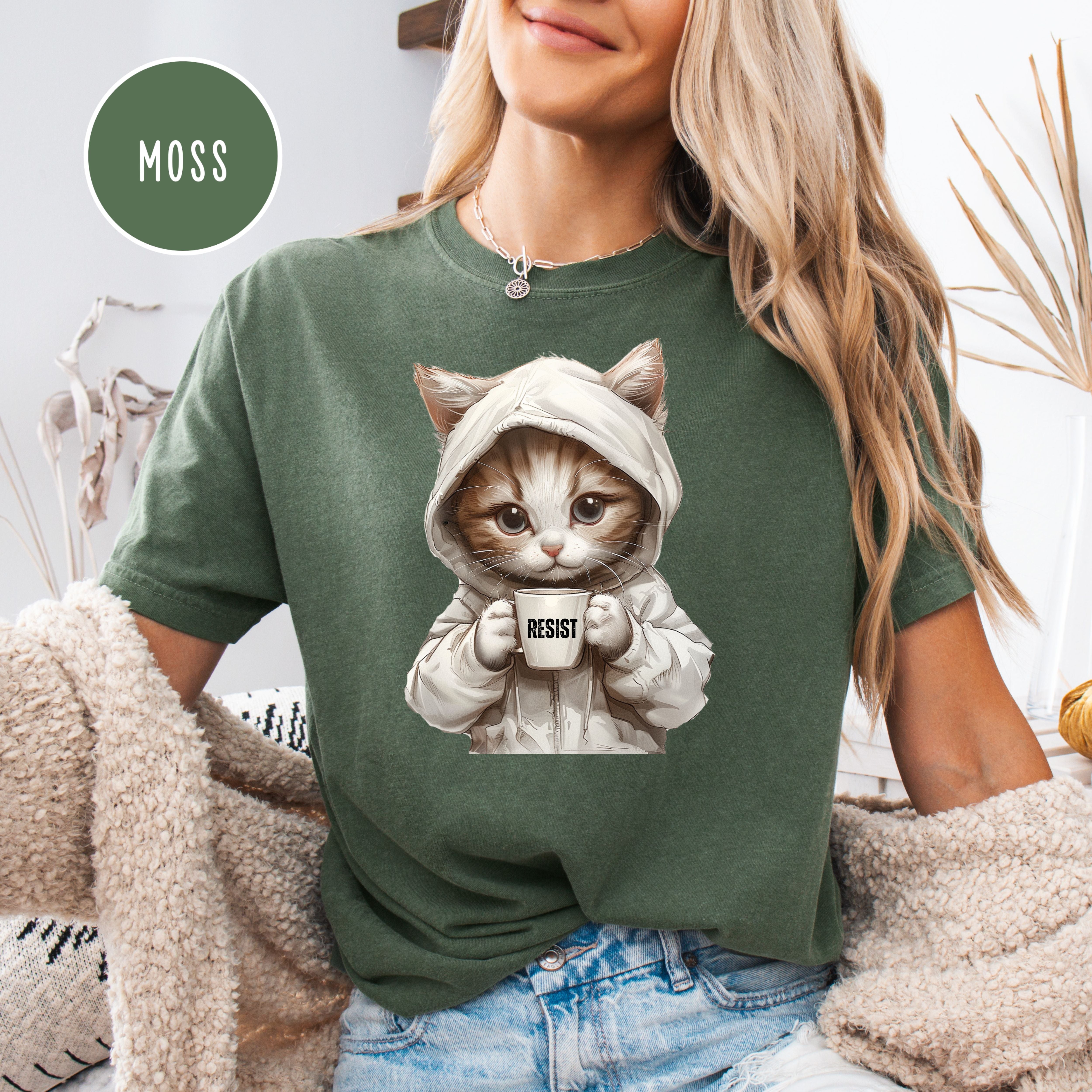 Anti-Trump cute Cat RESIST Protest Shirt, Resist Comfort Colors Political Democrat Gift Tee