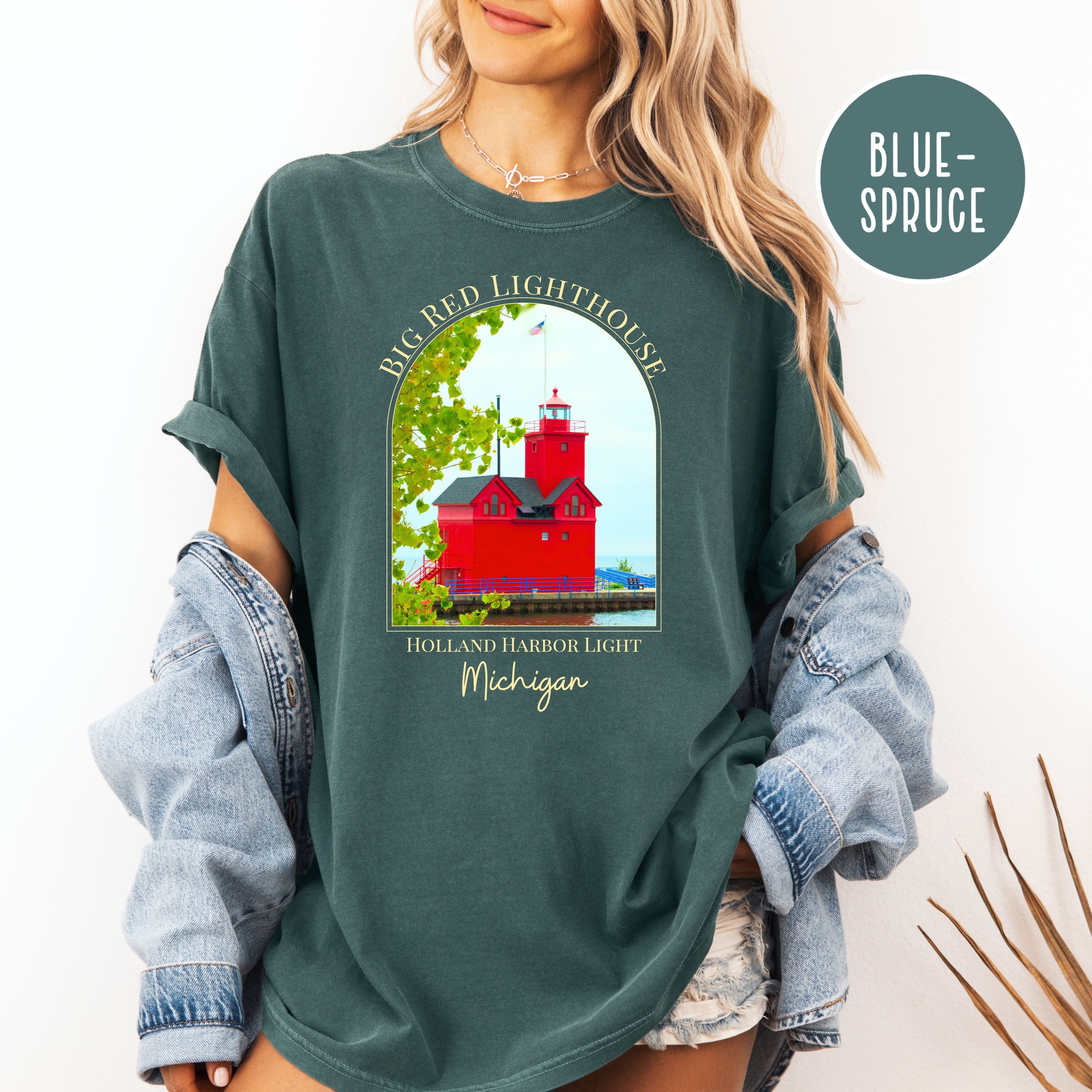 Big Red Lighthouse Michigan Comfort Colors Tee