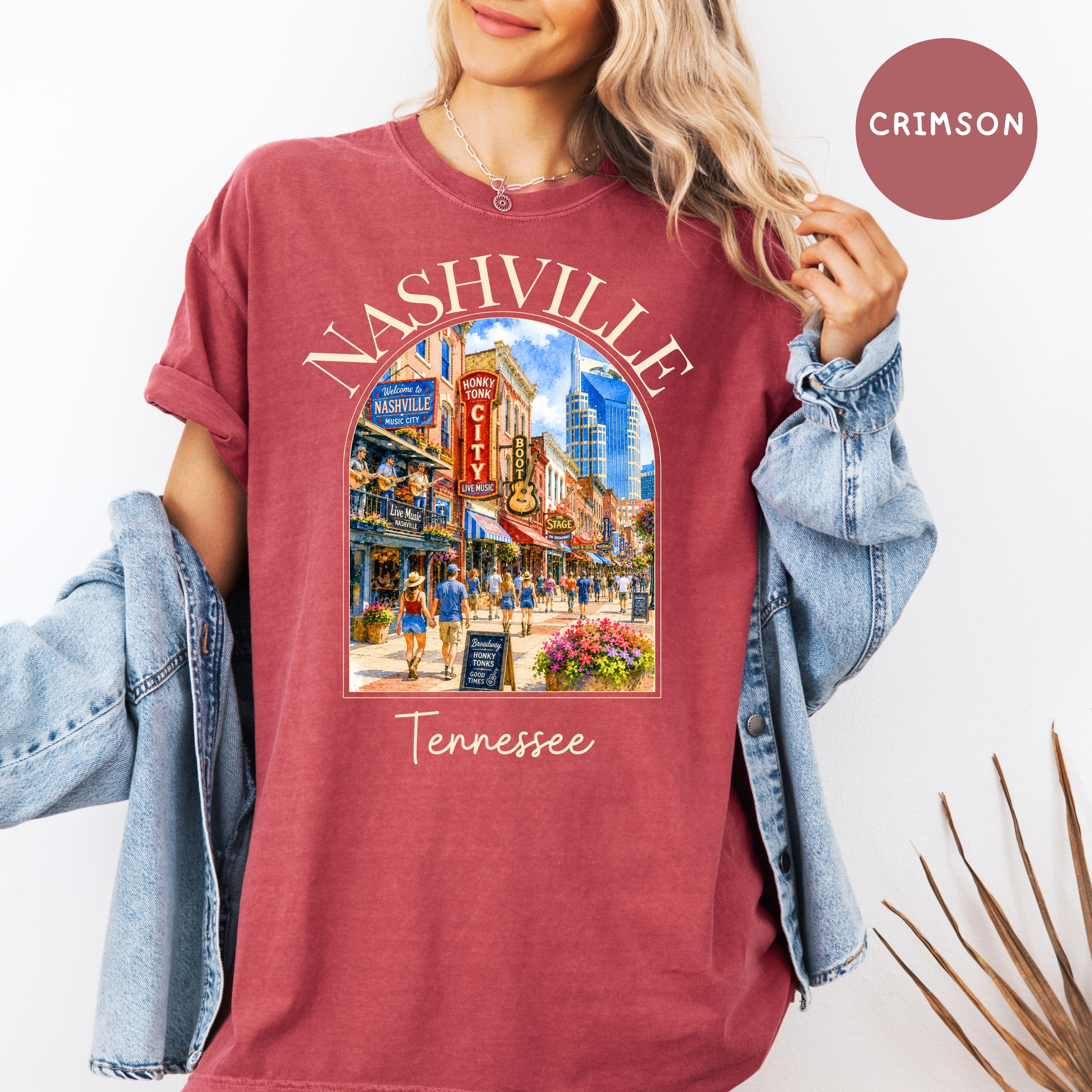 Nashville Tennessee Music Lover Unisex Comfort Colors Travel T-Shirt, Nashville Lover Gift Shirt, Tennessee Gift Shirt, Nashvillian Gift Tee