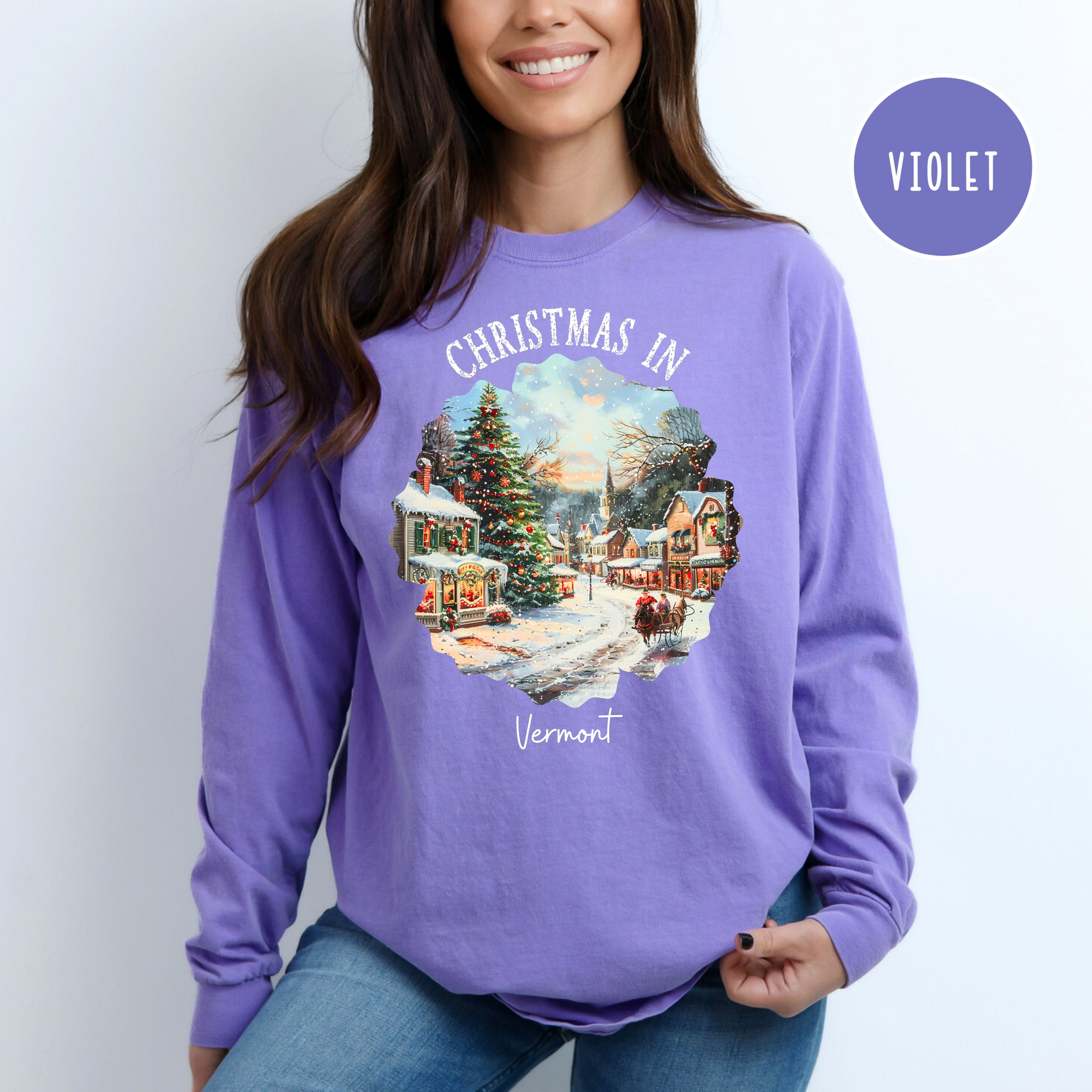 Christmas in Vermont Comfort Colors® Long Sleeve Tee