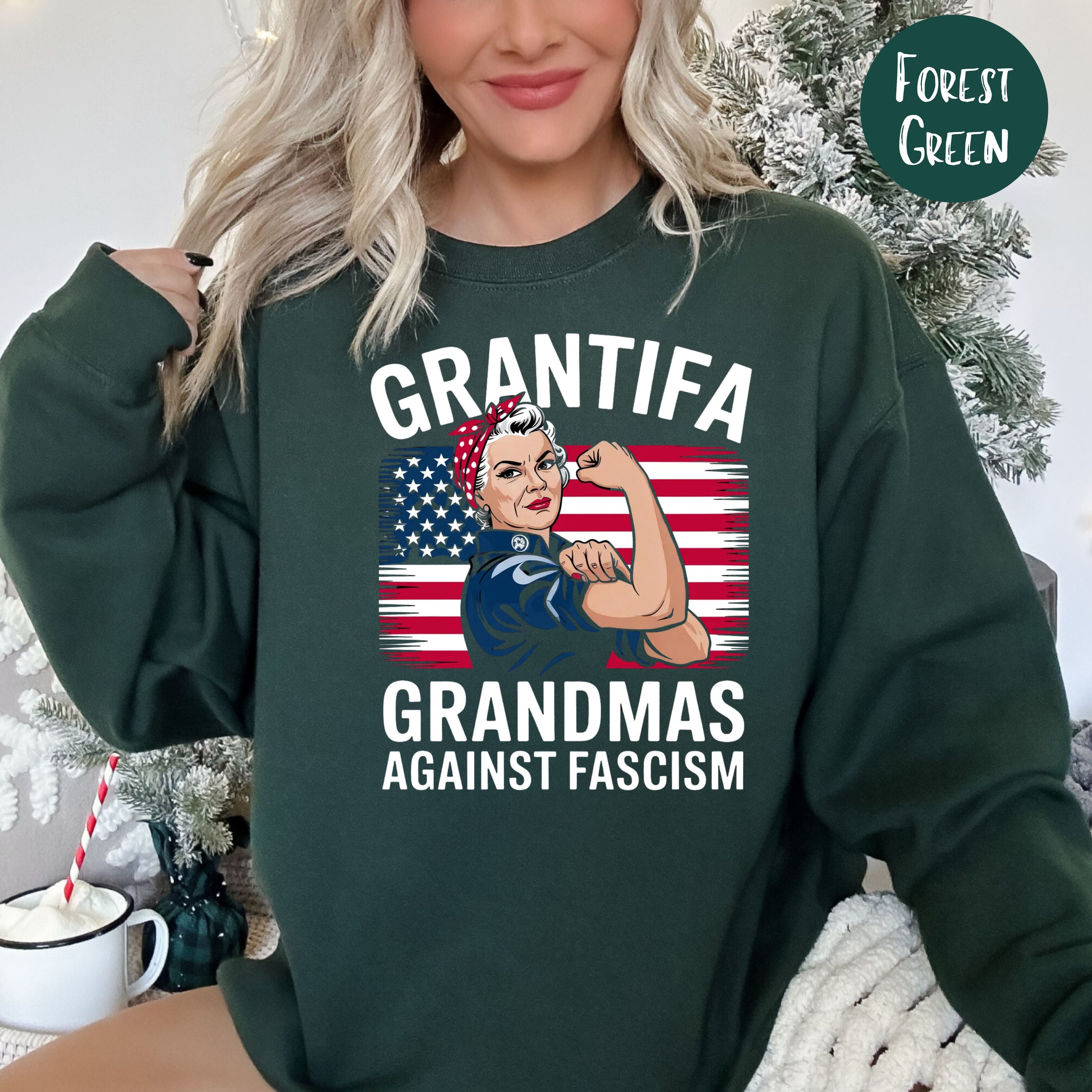 Grantifa Rosie the Riveter Grandmas Against Fascism Sweatshirt