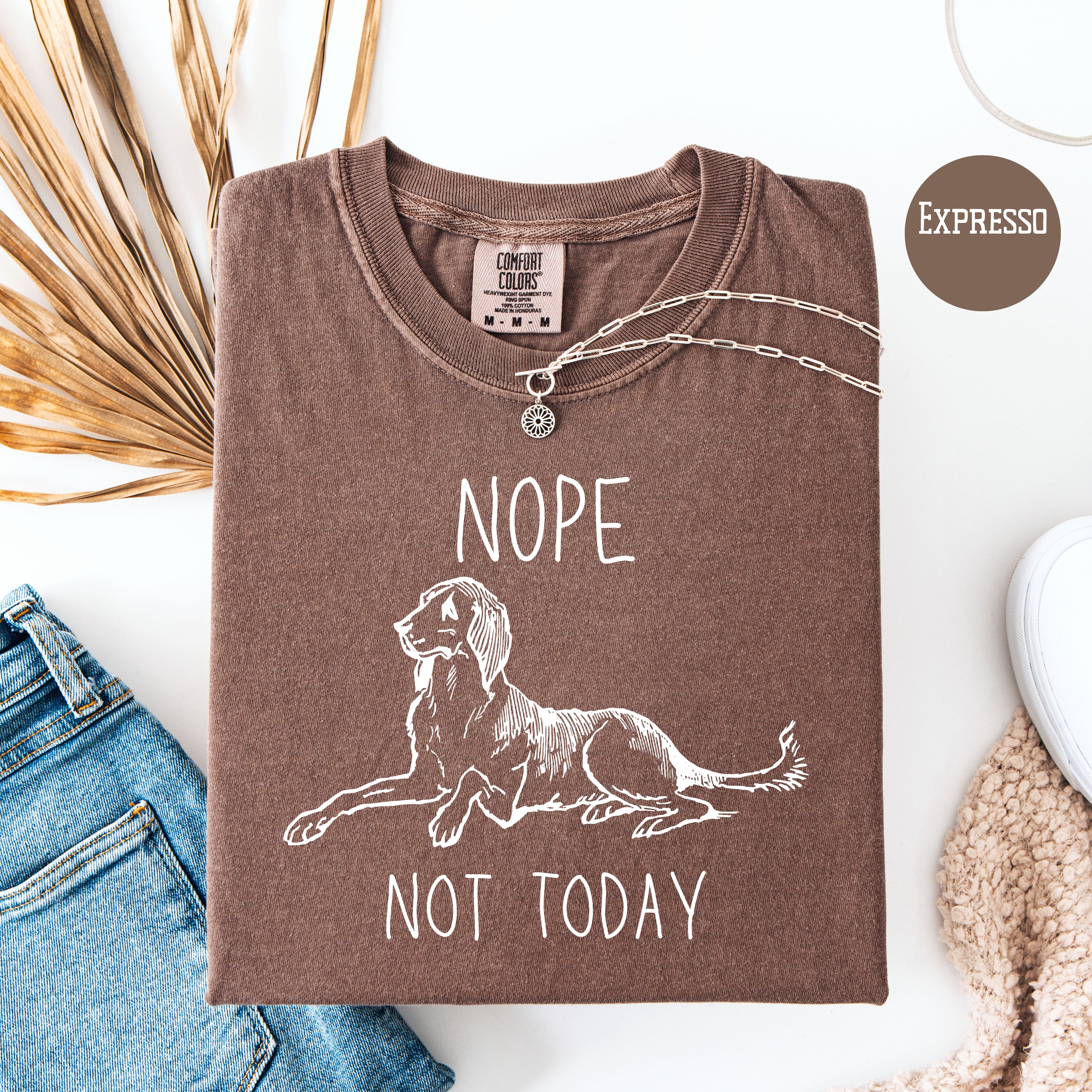 Nope Not Today Funny Dog Lover Unisex Comfort Colors T-Shirt, Dog Lover Gift Shirt, Funny Animal Lover Shirt
