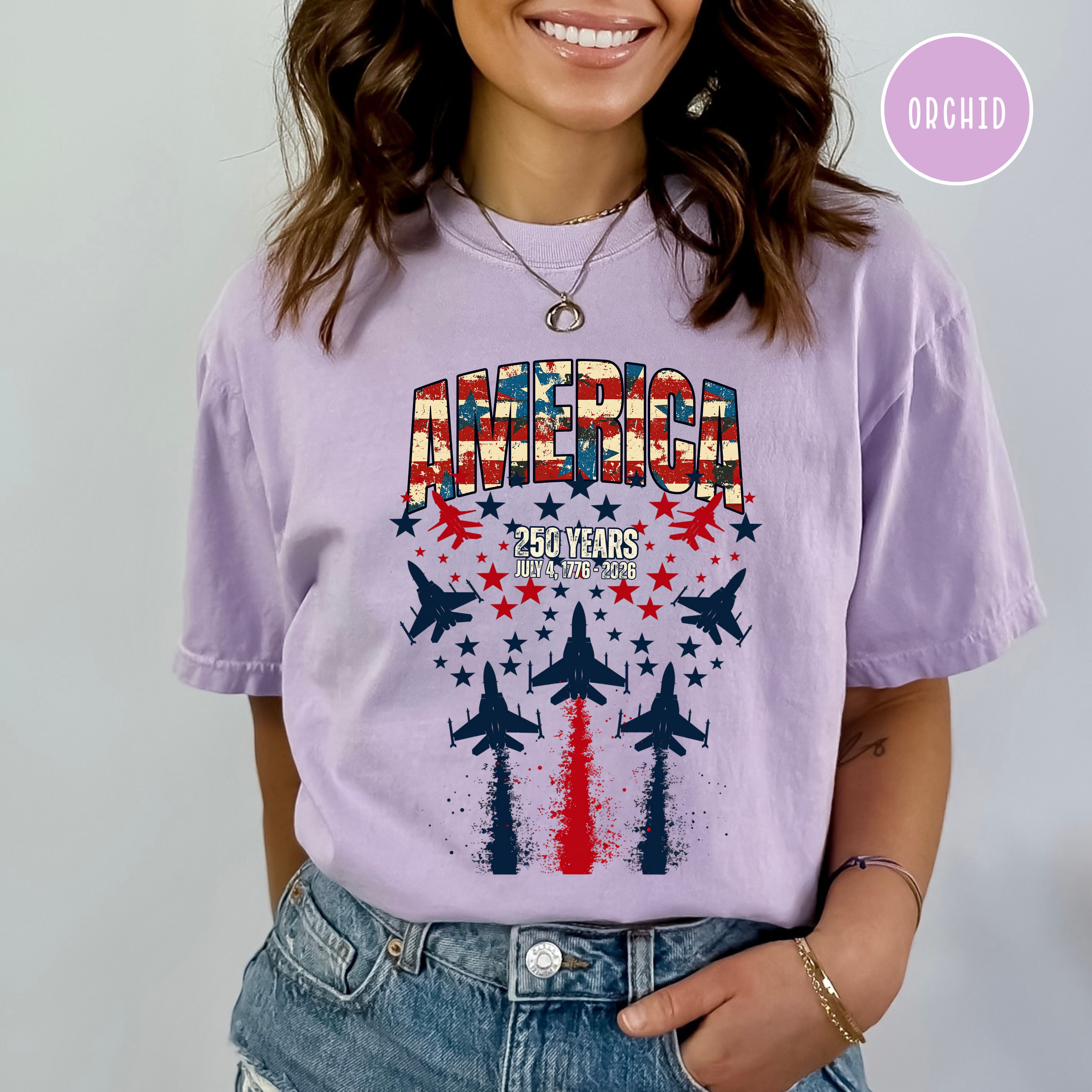 America Patriotic Unisex Comfort Colors 4th of July 250 Year Anniversary Gift Tee