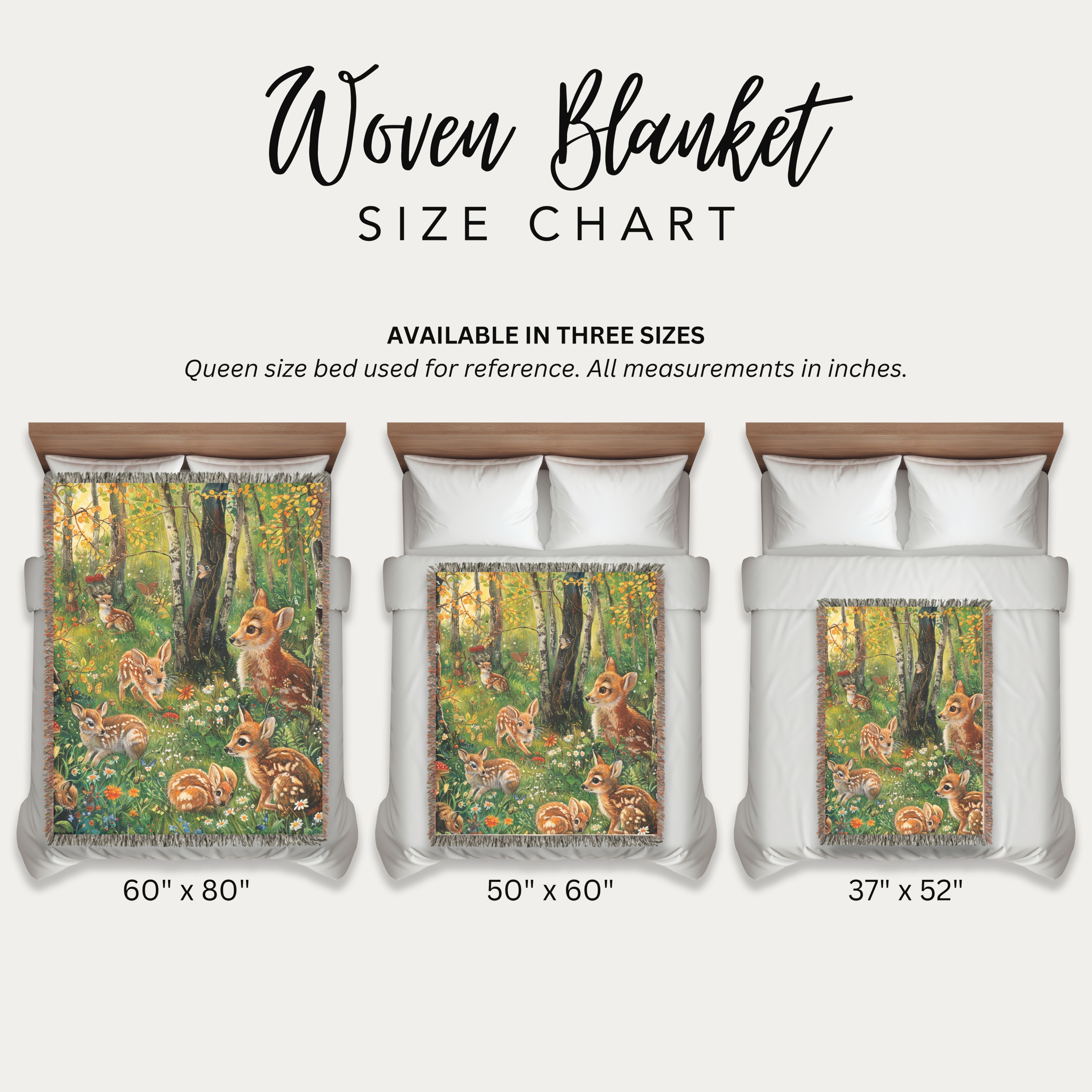 Fawns Playing in the Woods Woven Throw Blanket