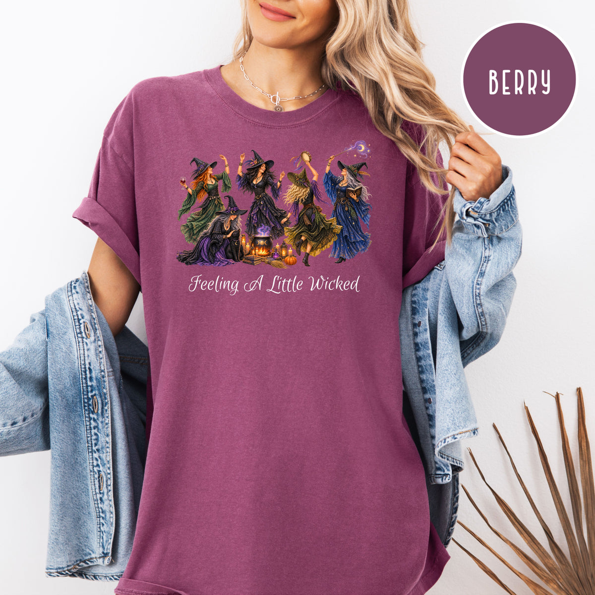 Funny Halloween Witches Comfort Colors TShirt, Feeling A Little Wicked Witches Dancing, Witches Halloween Gift Shirt, Halloween Party Gift