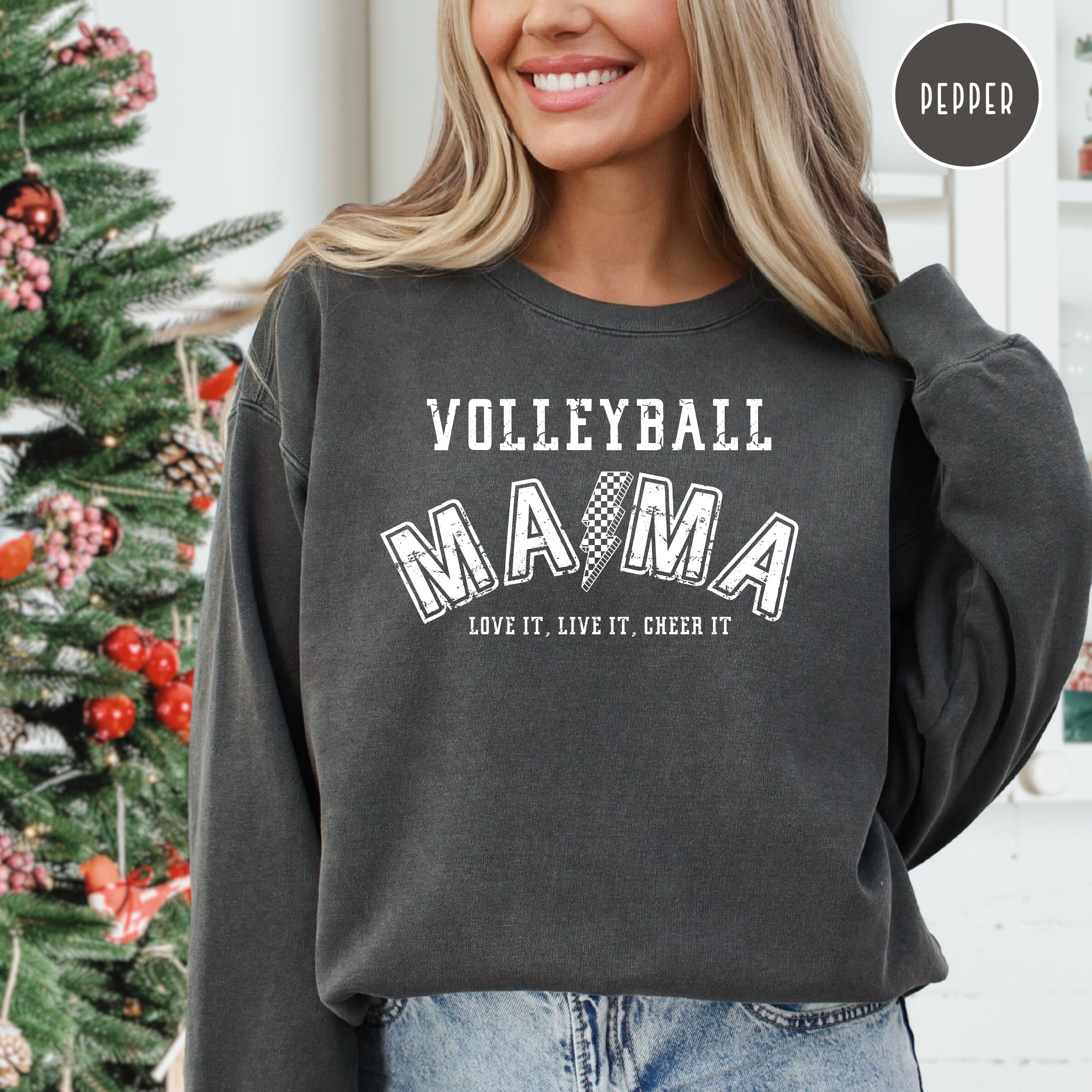 Volleyball Mama Grunge Style Comfort Colors® Sweatshirt