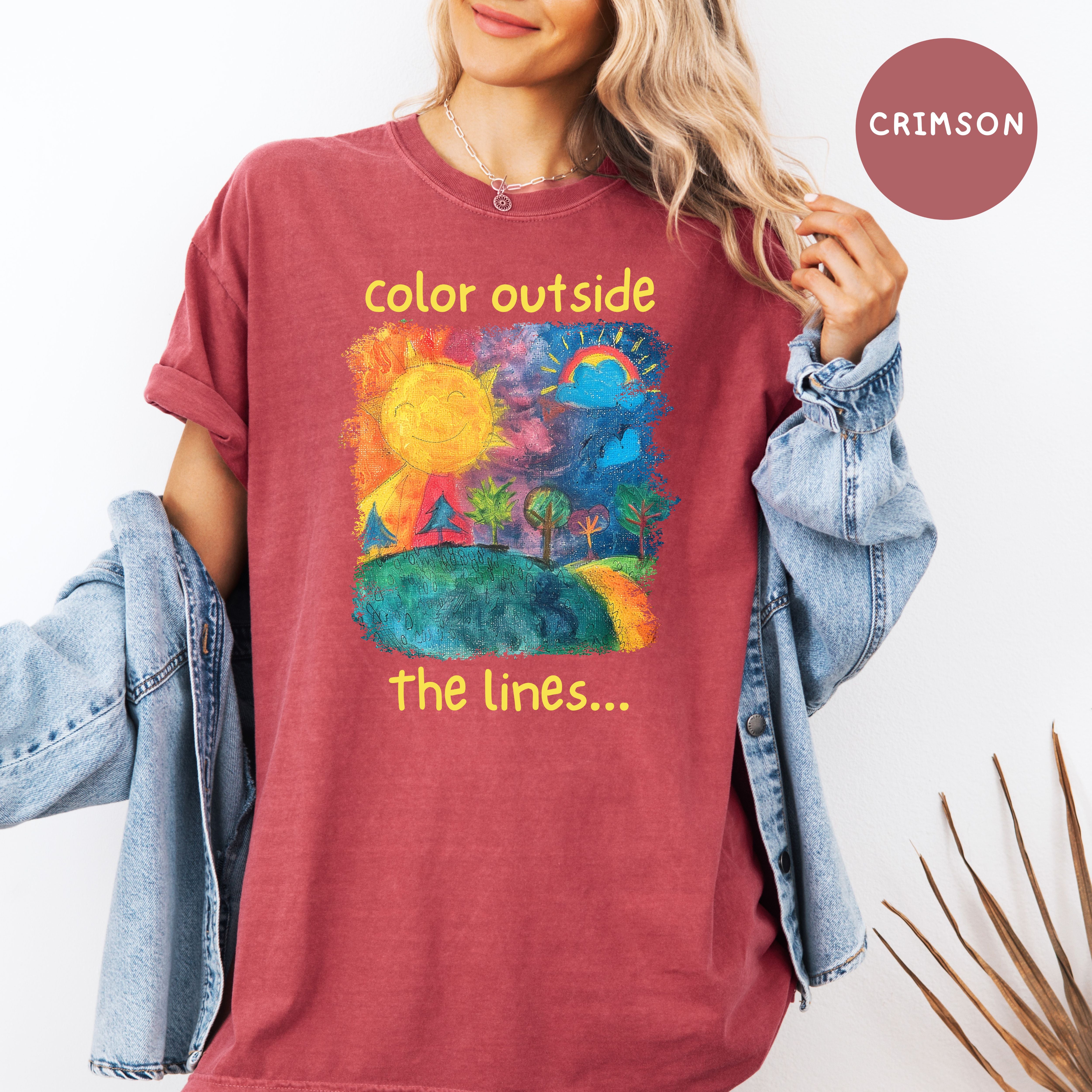 Color Outside The Lines Comfort Colors Be Yourself Tee, Positivity Shirt, Happiness Shirt, Playful and Inspiration, Motivational Gift Shirt