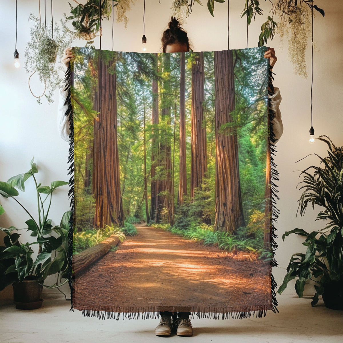 California Giant Redwood Trees Woven Throw Blanket