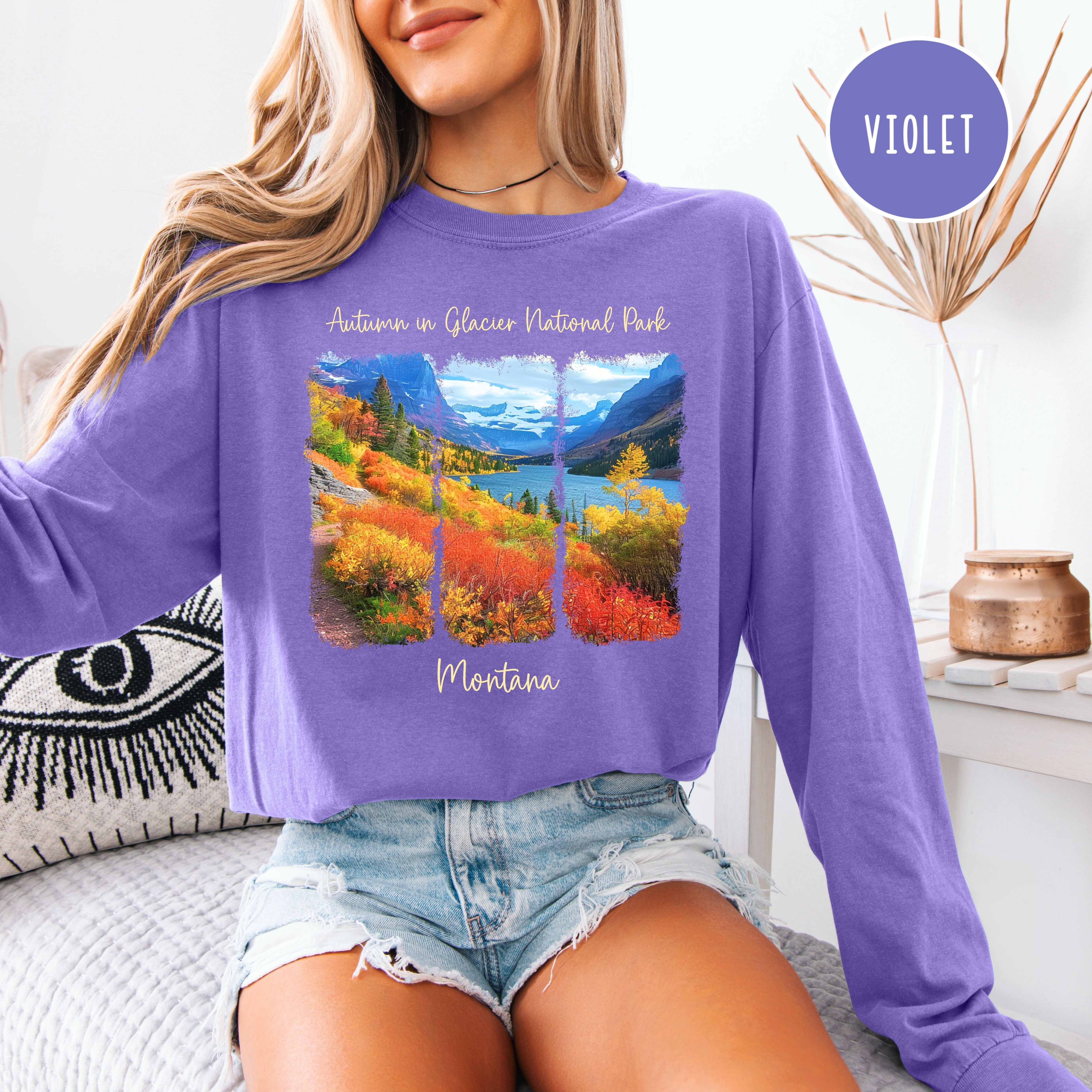 Glacier National Park in Autumn Long Sleeve Comfort Colors Tee