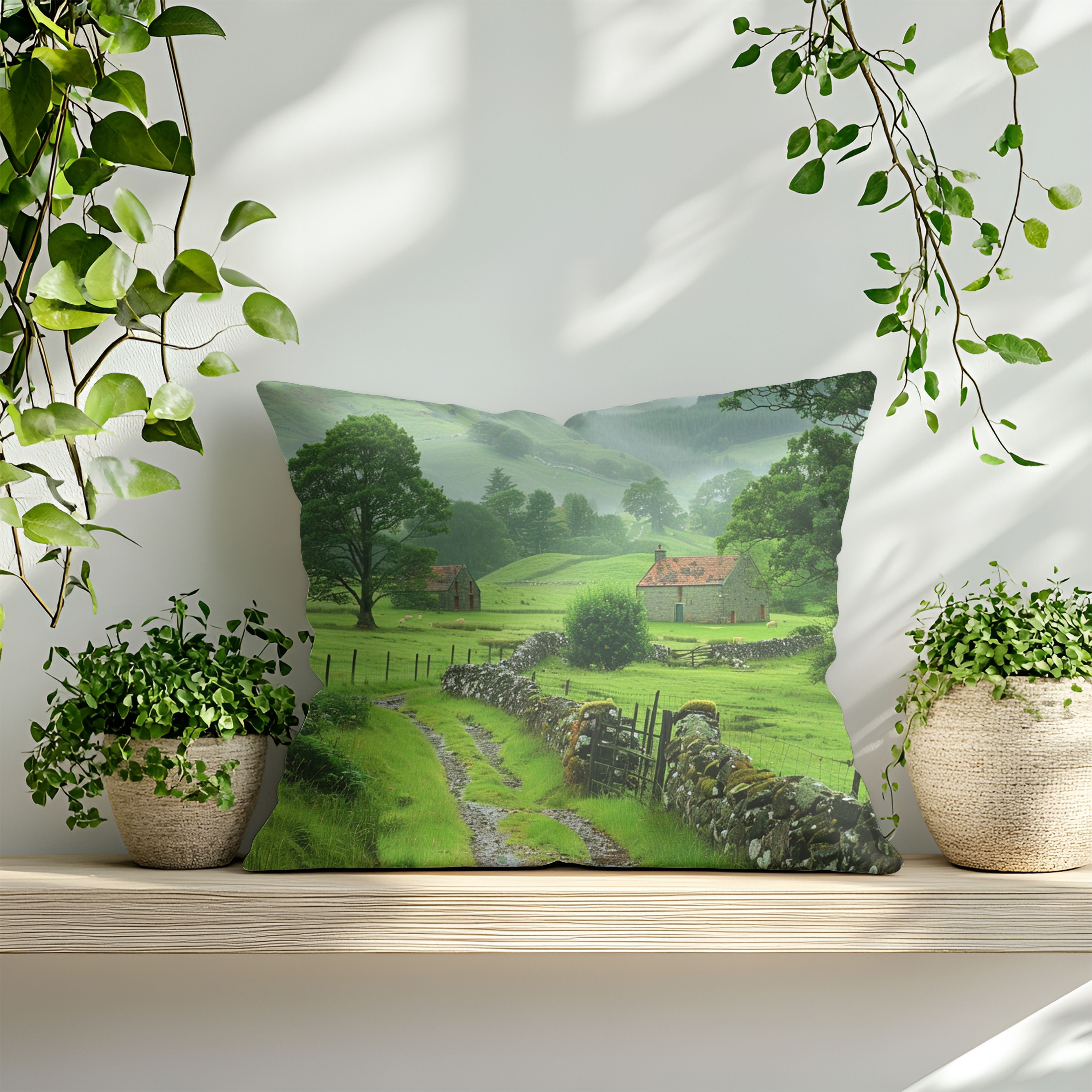 Scotland Countryside Decorative Throw Pillows, Design on Front & Back