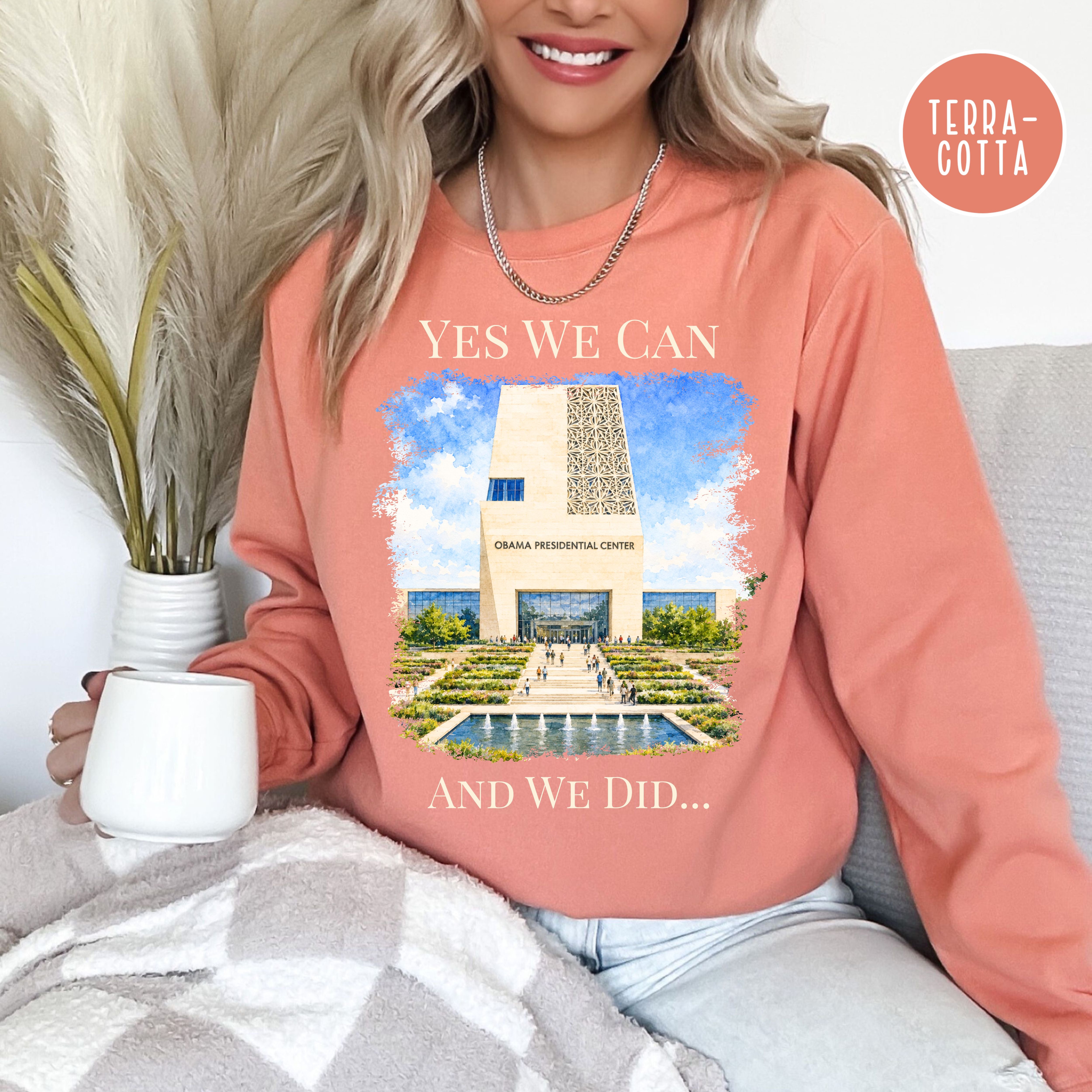 Obama Presidential Center Unisex Comfort Colors Sweatshirt, President Obama Gift Shirt, Obama Memorabilia, Yes We Can Shirt, Political Gift
