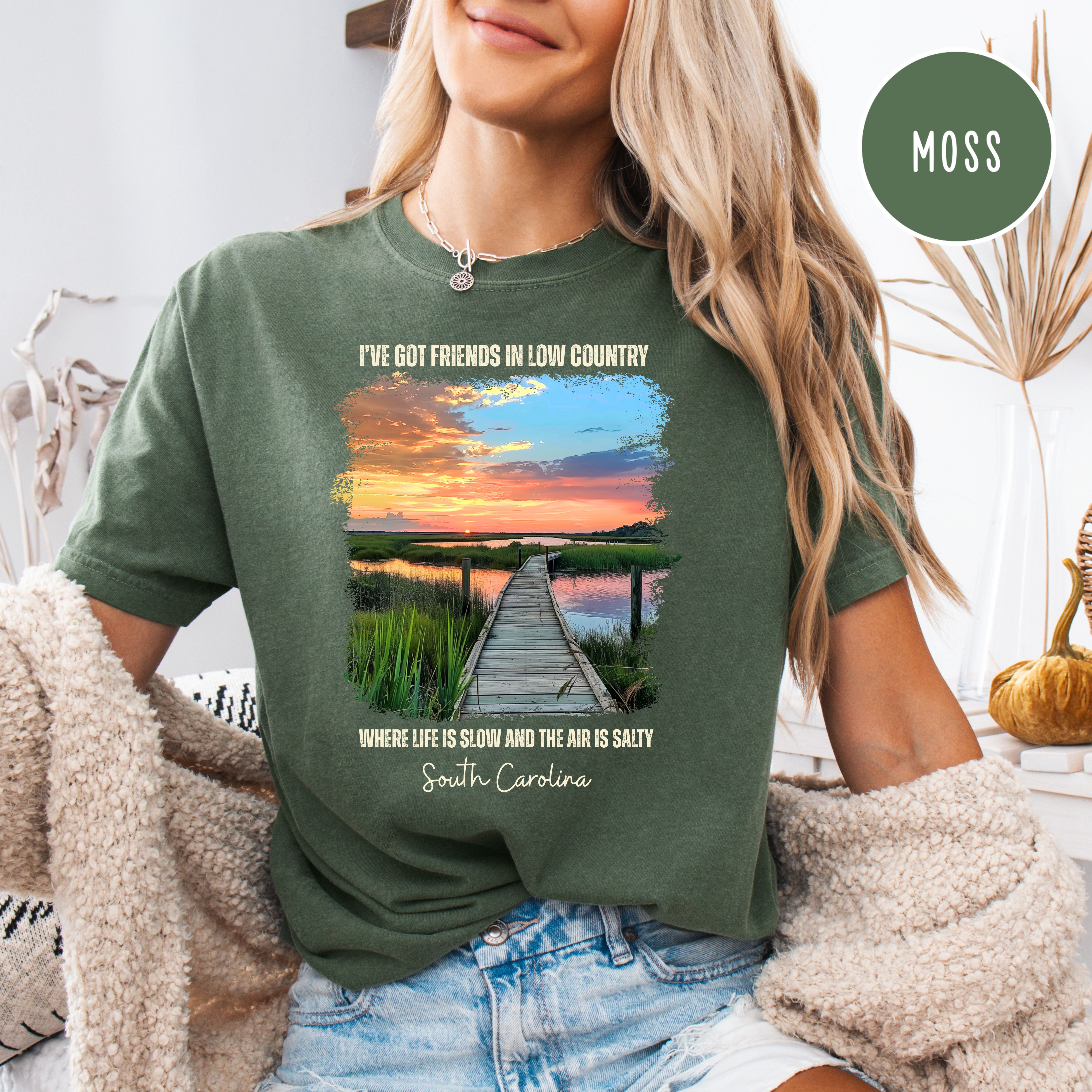 South Carolina Lowcountry Sunset Comfort Colors Tee