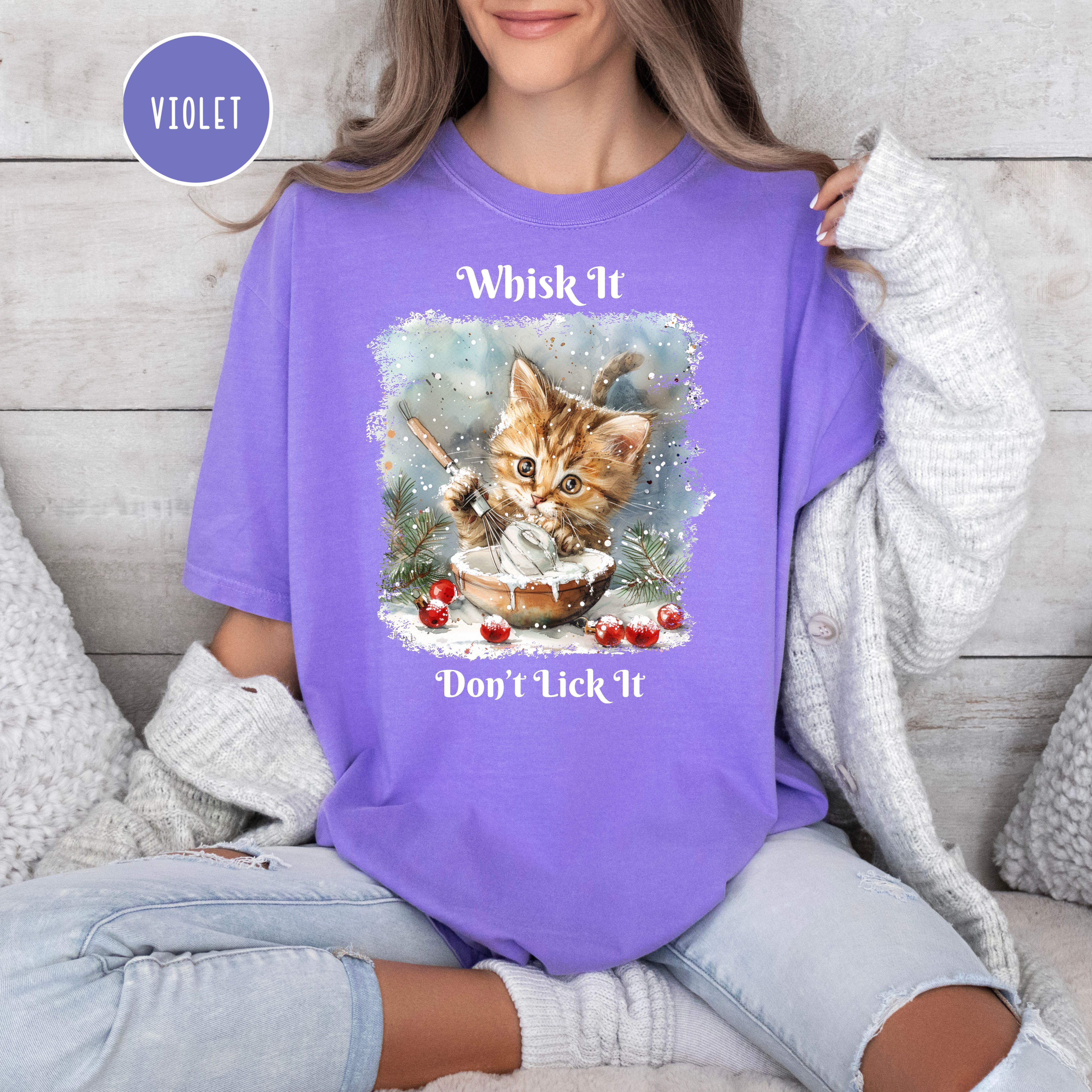 Christmas Season Cat Lover Comfort Colors Tee Shirt