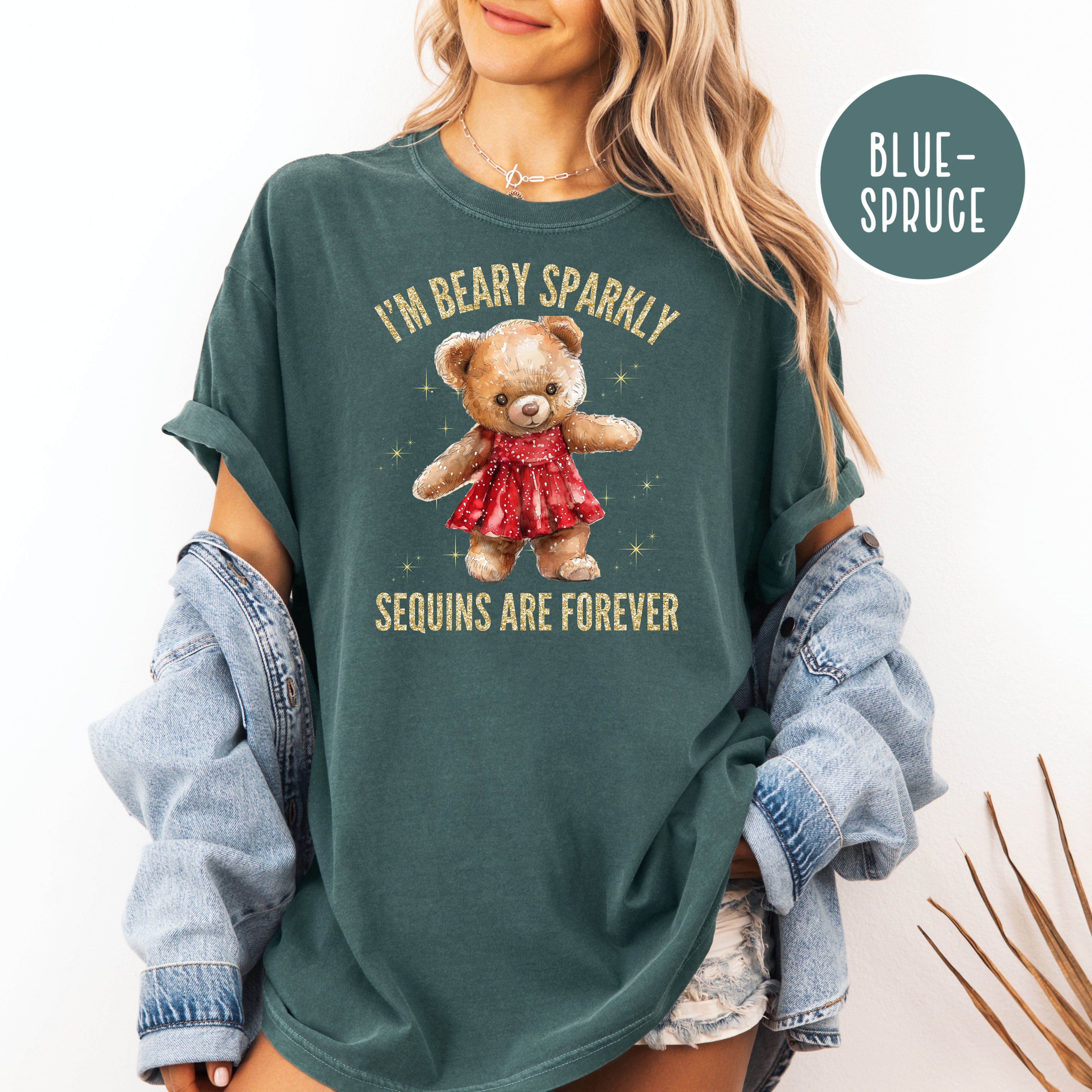 Beary Sparkly Swiftie Showgirl Comfort Colors Tee, Teddy Bear Lover Swiftie Fans Shirt