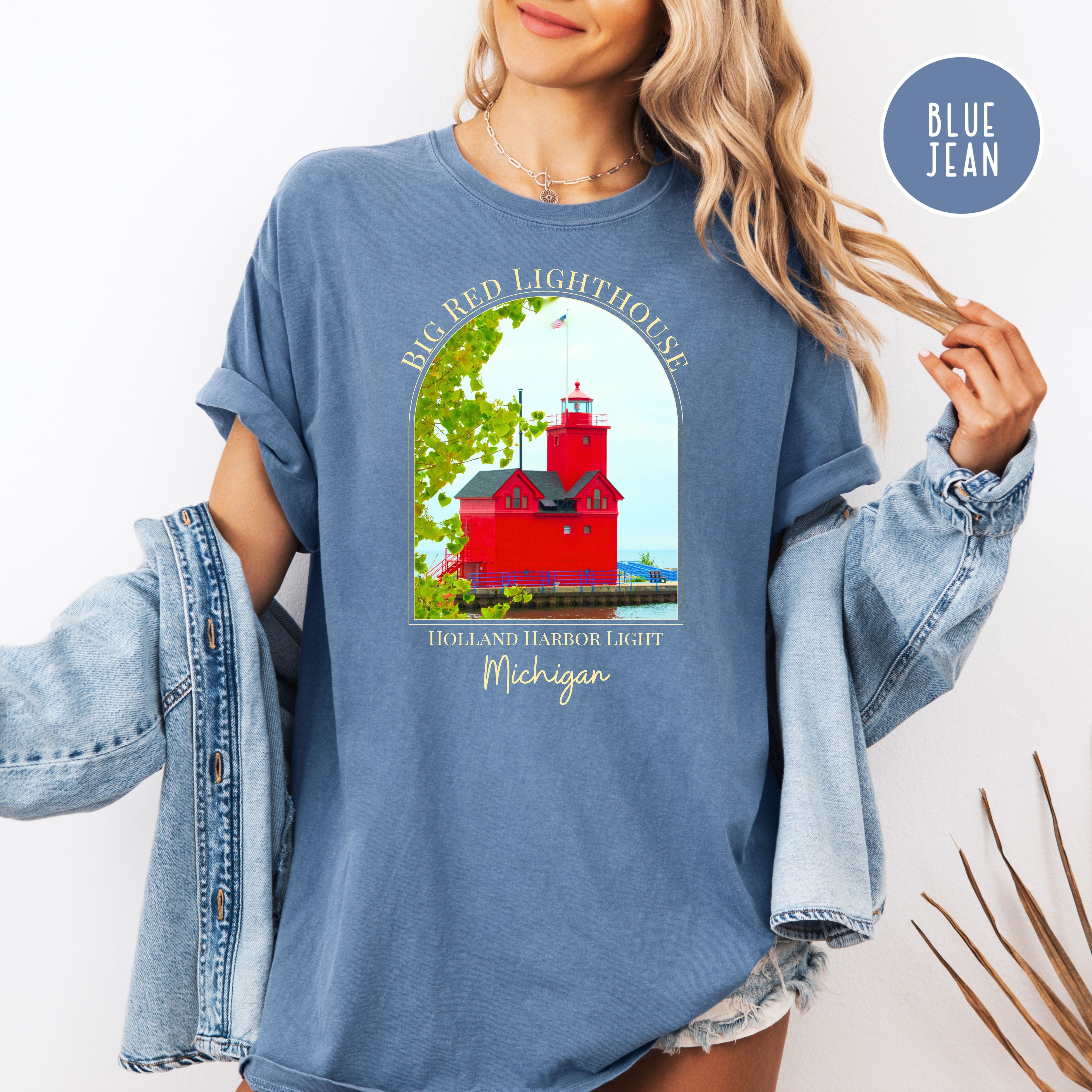 Big Red Lighthouse Michigan Comfort Colors Tee
