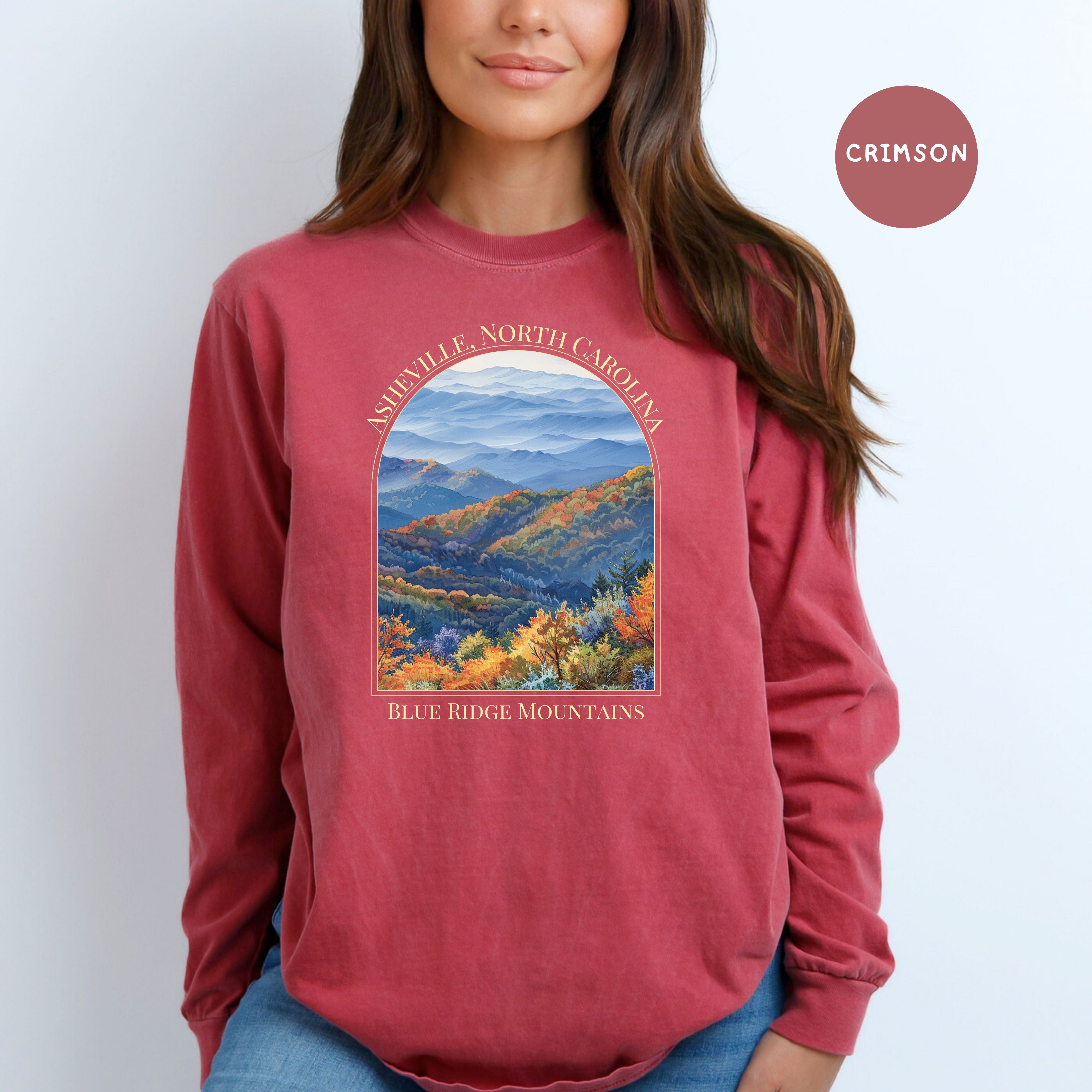 Asheville North Carolina Blue Ridge Mountains Comfort Colors® Long Sleeve Tee