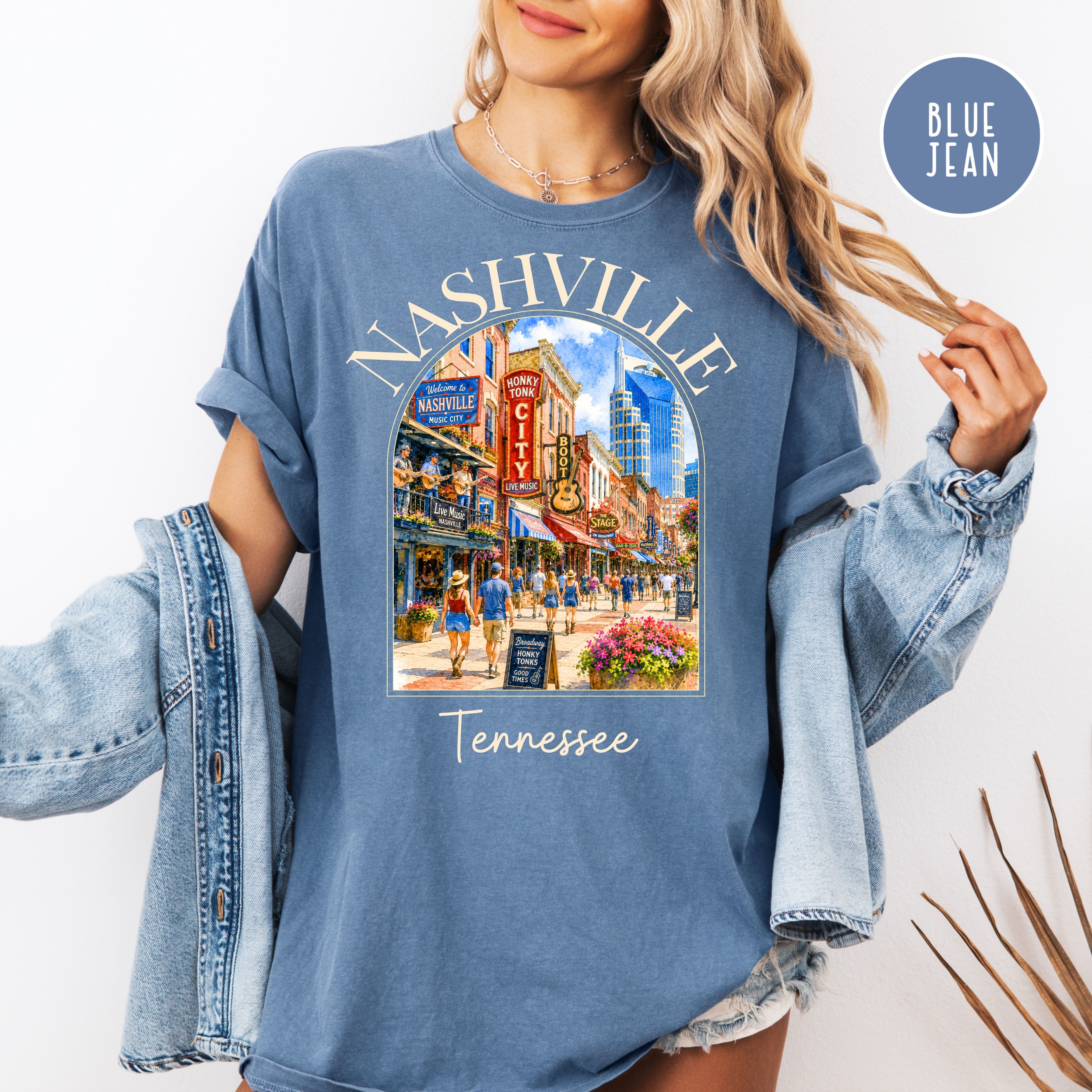 Nashville Tennessee Music Lover Unisex Comfort Colors Travel T-Shirt, Nashville Lover Gift Shirt, Tennessee Gift Shirt, Nashvillian Gift Tee
